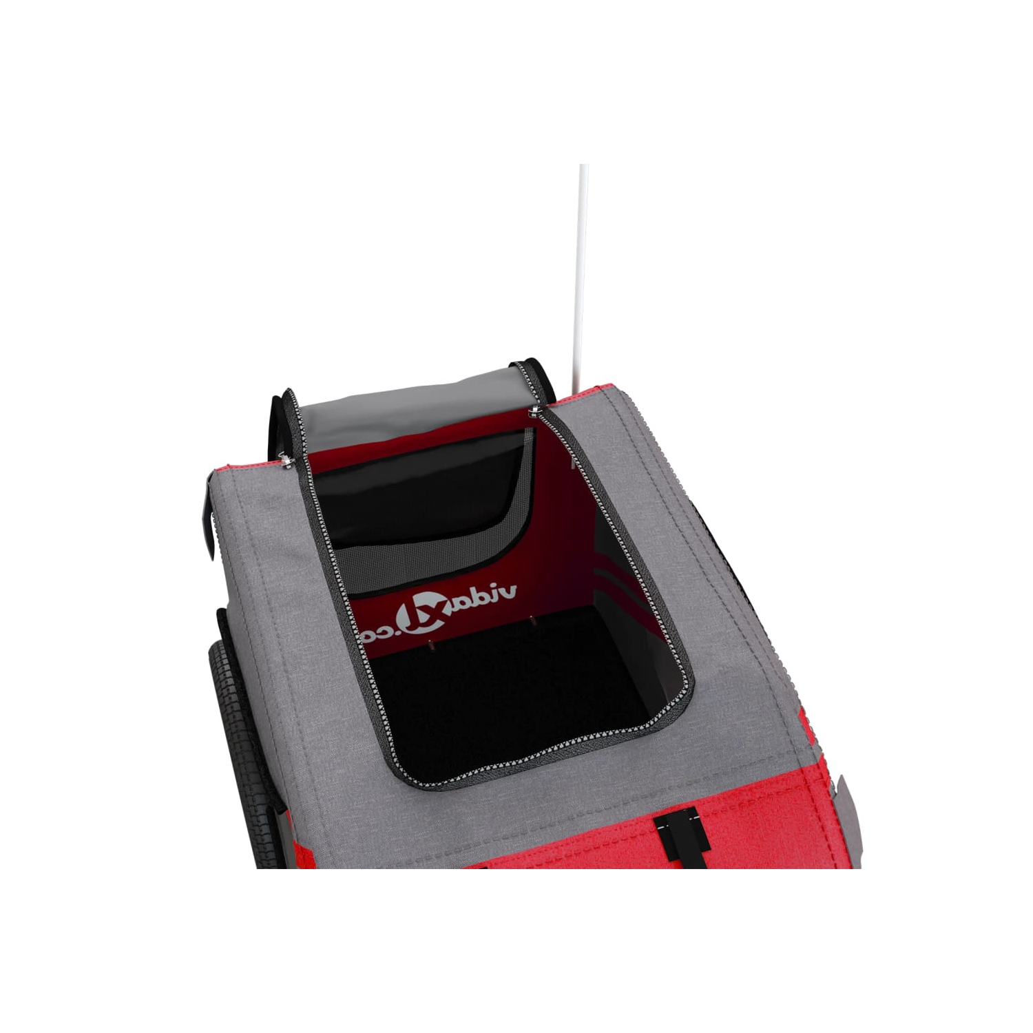 Remorque de vélo pour animaux de compagnie en tissu et fer rouge et gris Oxford