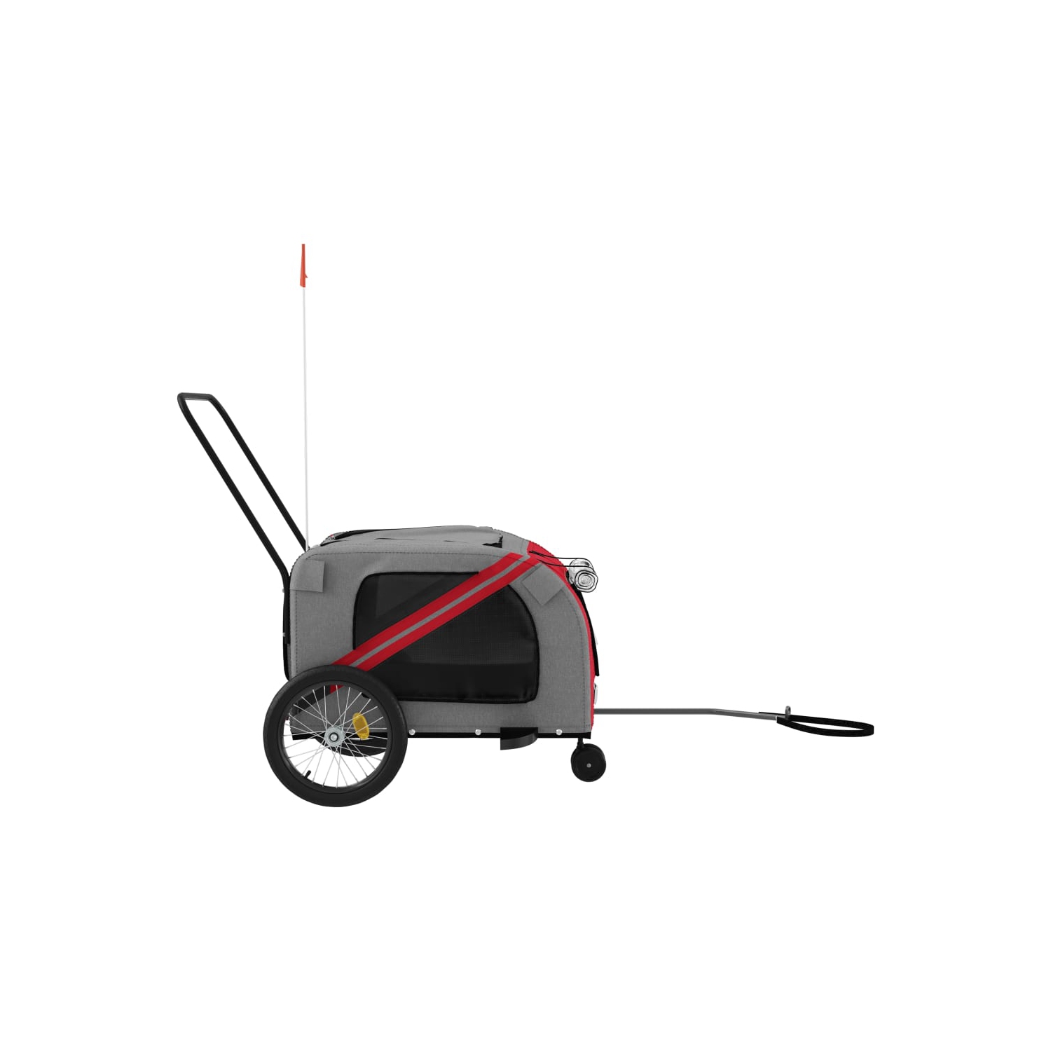 Remorque de vélo pour animaux de compagnie en tissu et fer rouge et gris Oxford