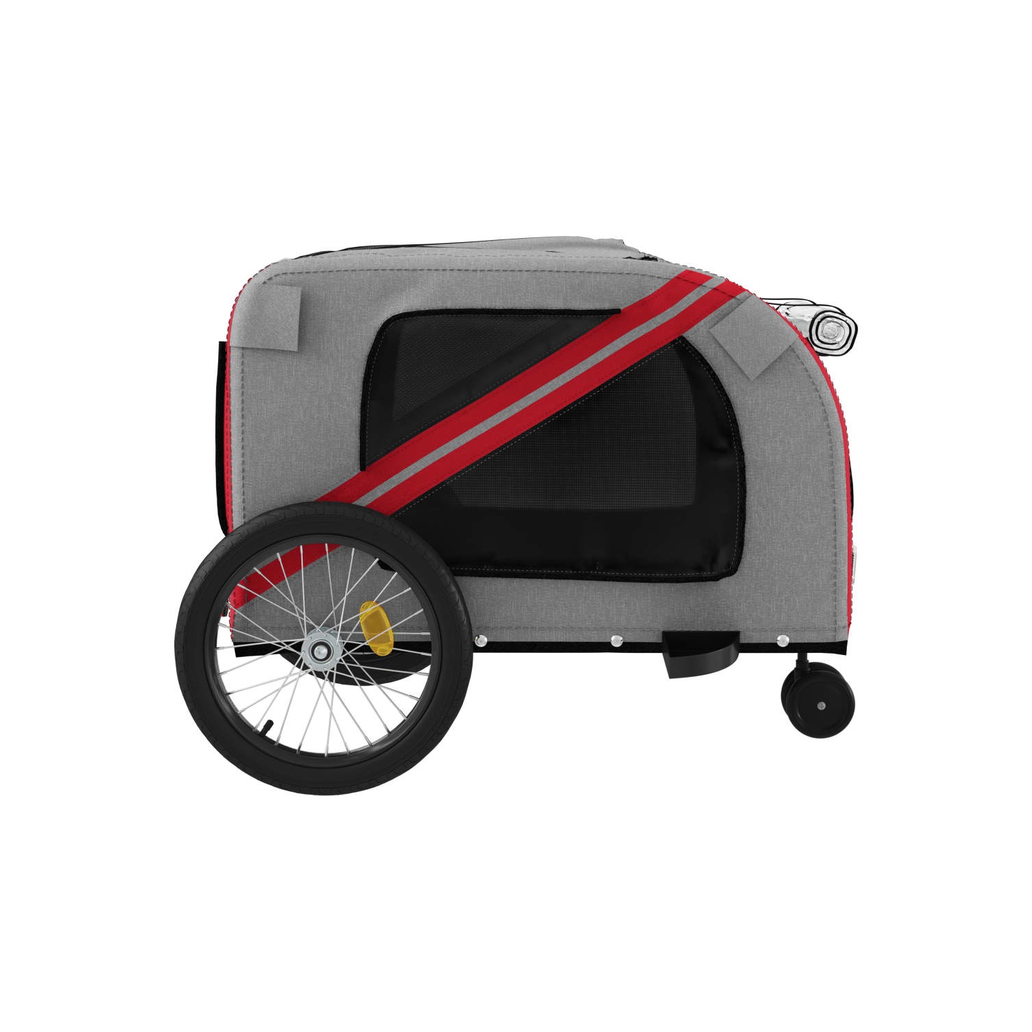 Remorque de vélo pour animaux de compagnie en tissu et fer rouge et gris Oxford