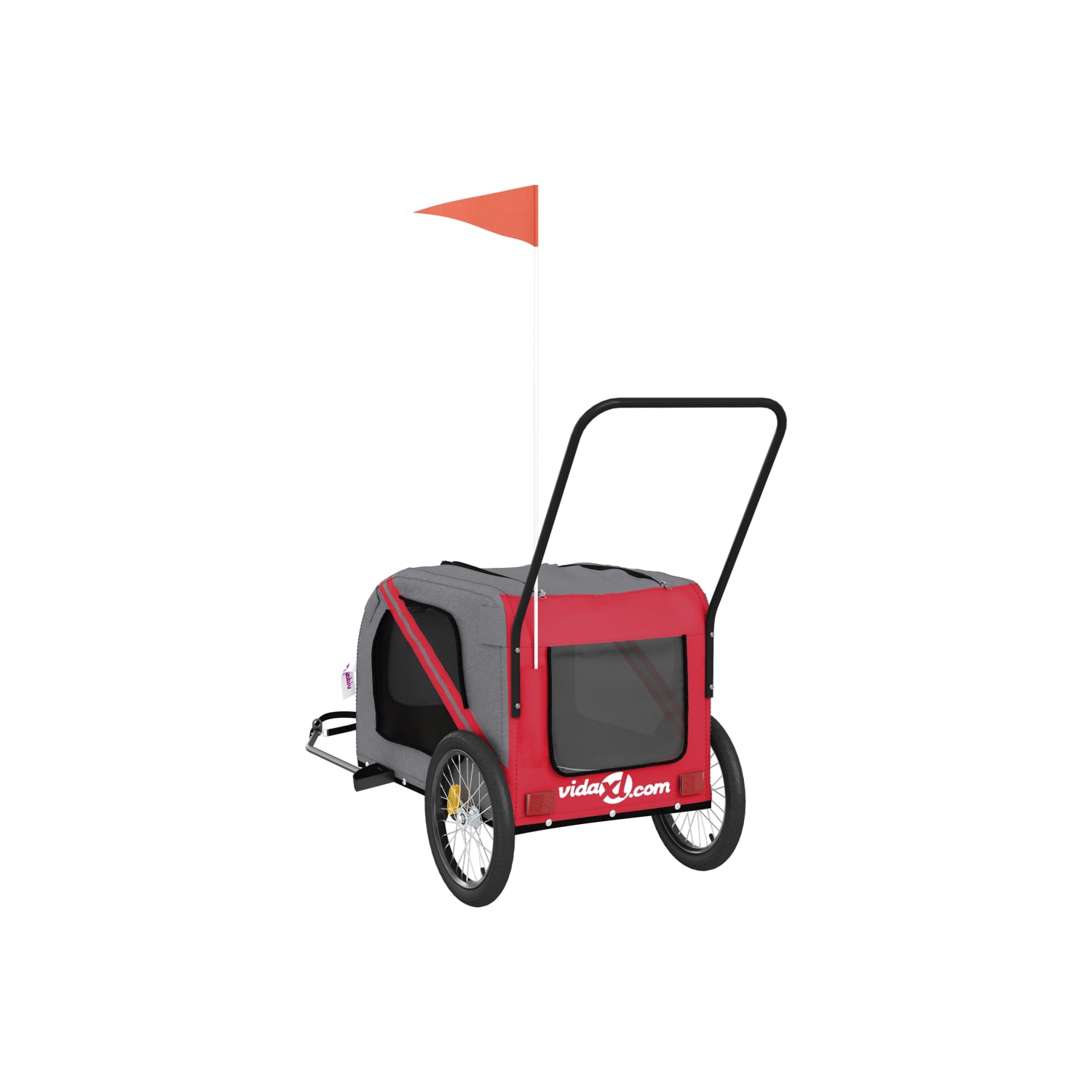 Remorque de vélo pour animaux de compagnie en tissu et fer rouge et gris Oxford