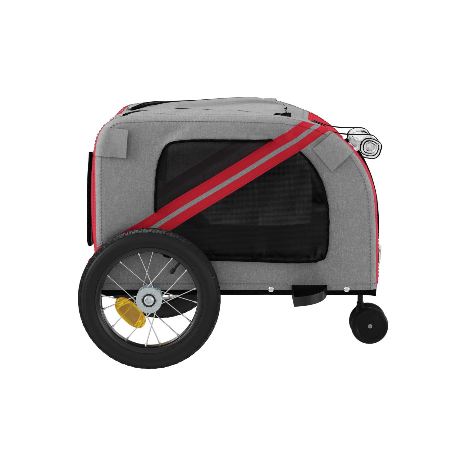 Remorque de vélo pour animaux de compagnie en tissu et fer rouge et noir Oxford