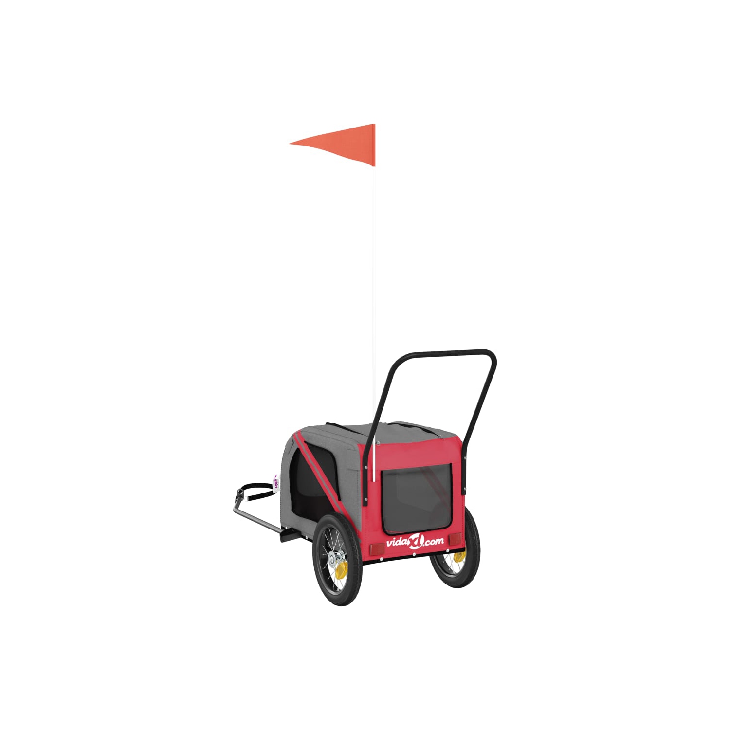 Remorque de vélo pour animaux de compagnie en tissu et fer rouge et noir Oxford