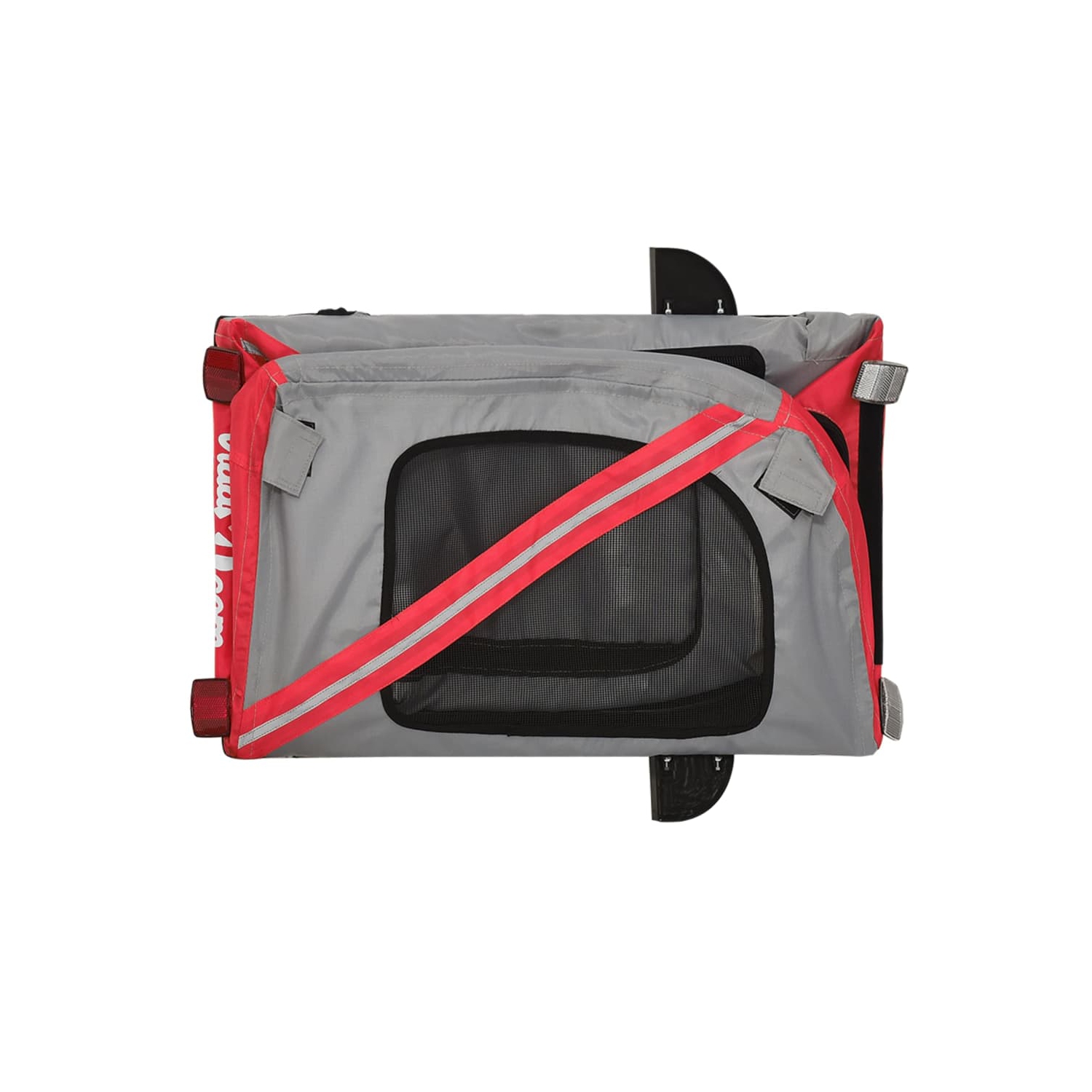 Remorque de vélo pour animaux de compagnie en tissu et fer rouge et noir Oxford