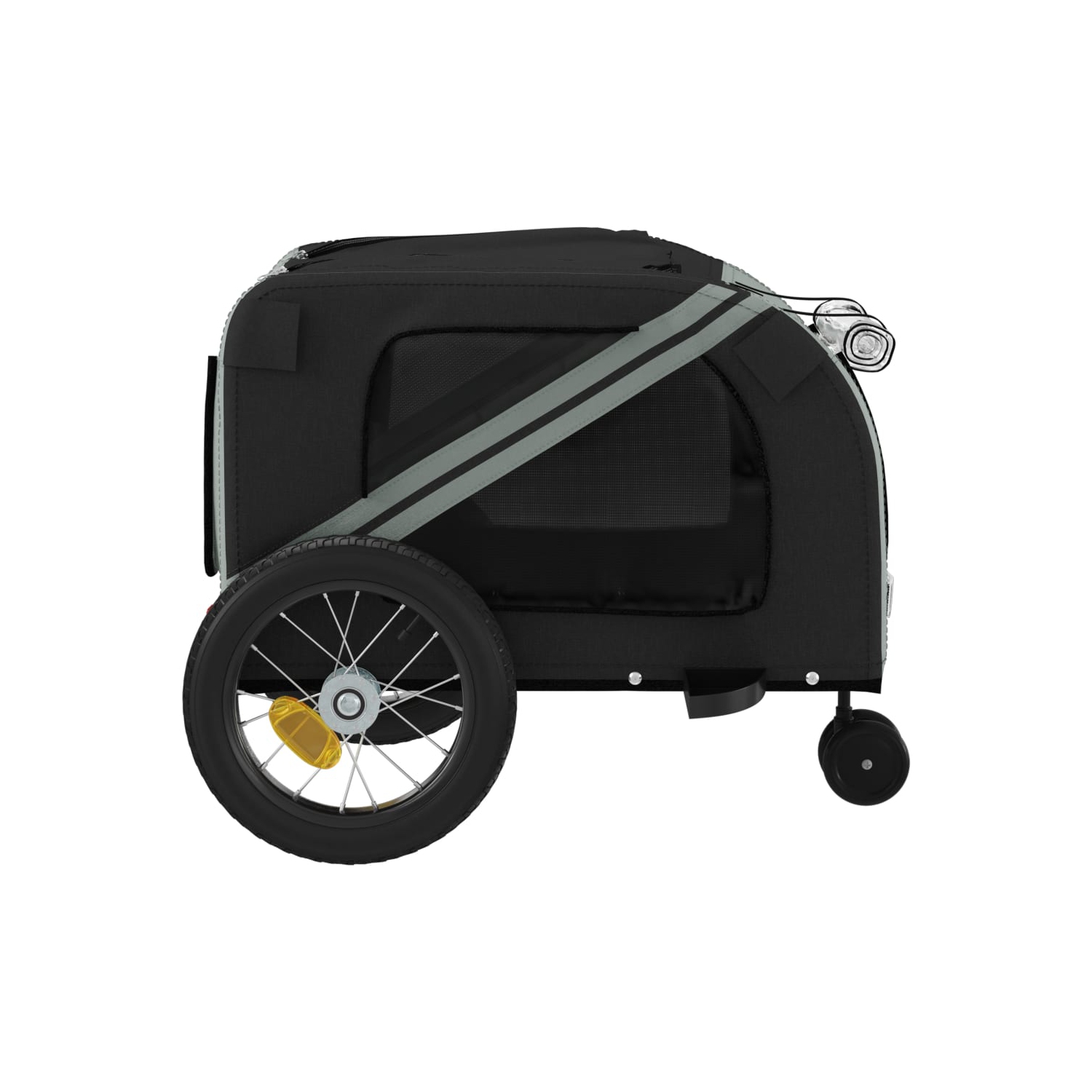 Remorque de vélo pour animaux de compagnie en tissu et fer gris et noir Oxford
