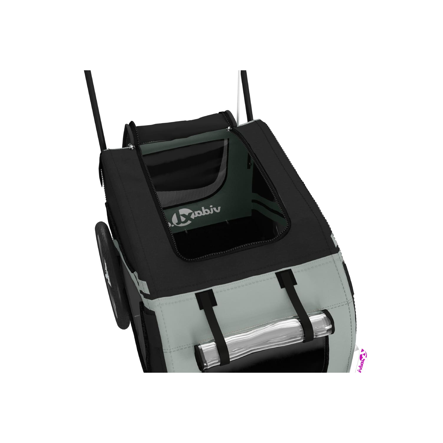 Remorque de vélo pour animaux de compagnie en tissu et fer gris et noir Oxford