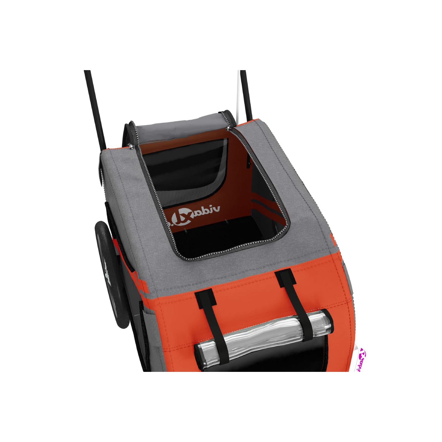 Remorque de vélo pour animal de compagnie en tissu et fer noir Oxford de vidaXL, orange et noir