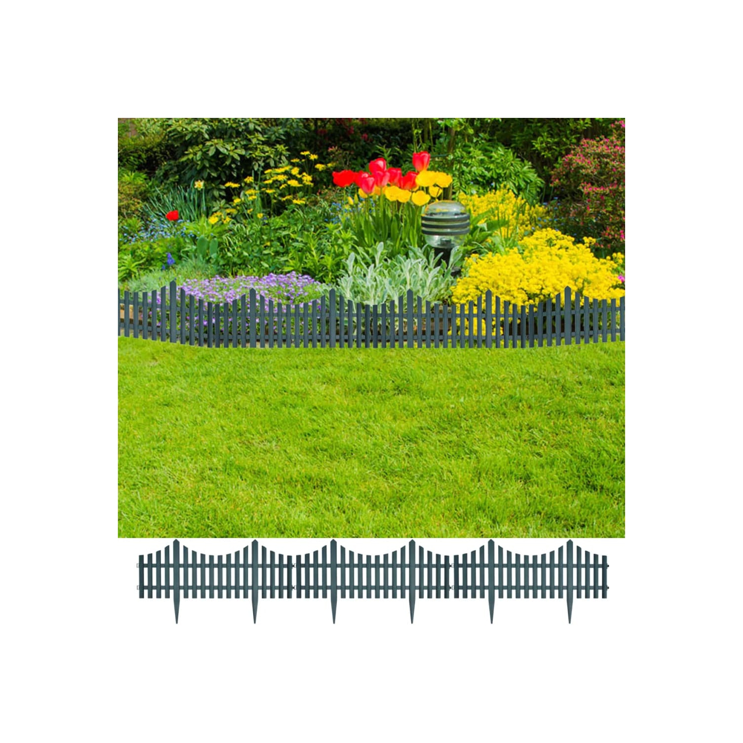 vidaXL 17 pcs Lawn Dividers 32.8 ft Green