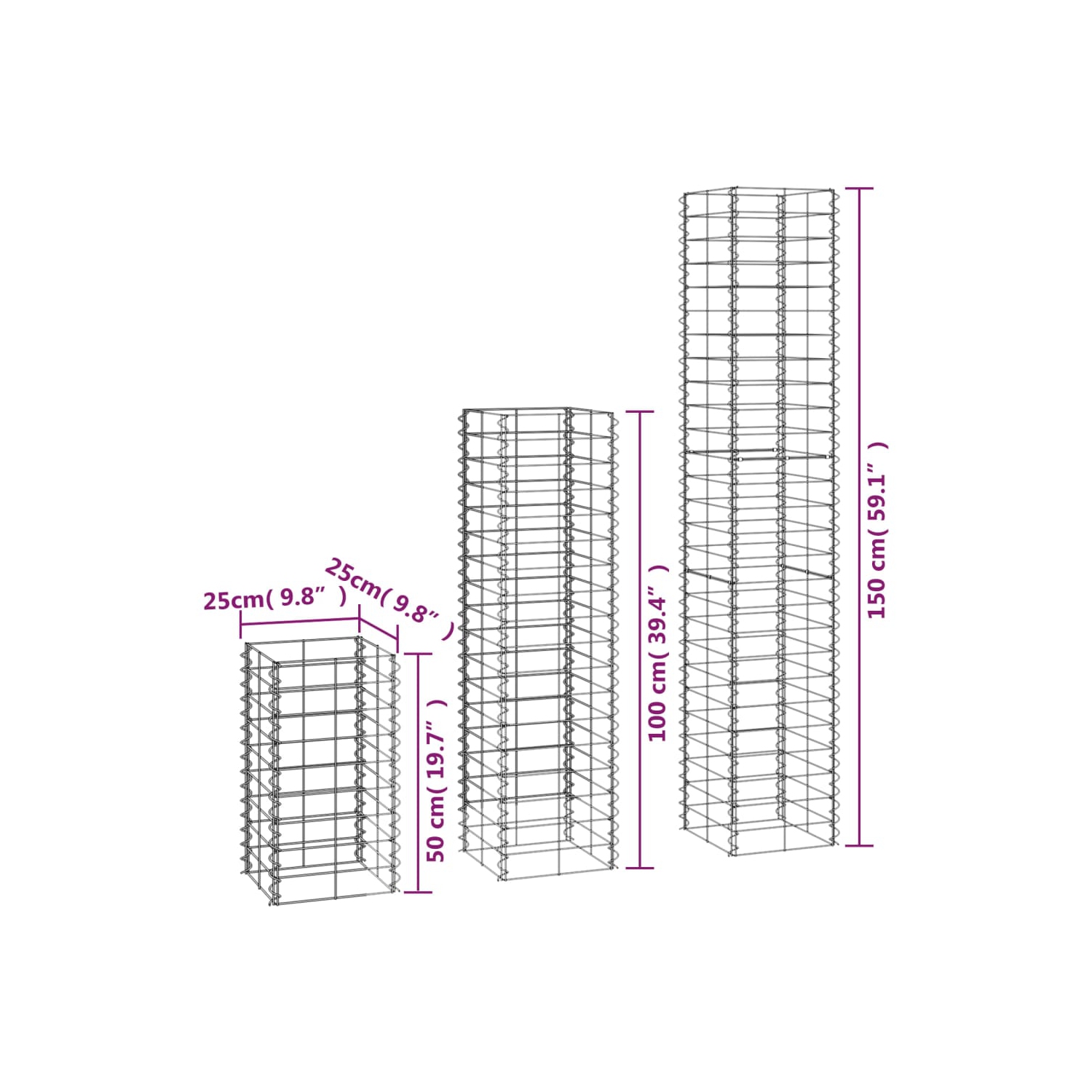 vidaXL 6 Piece Gabion Set Galvanised Wire