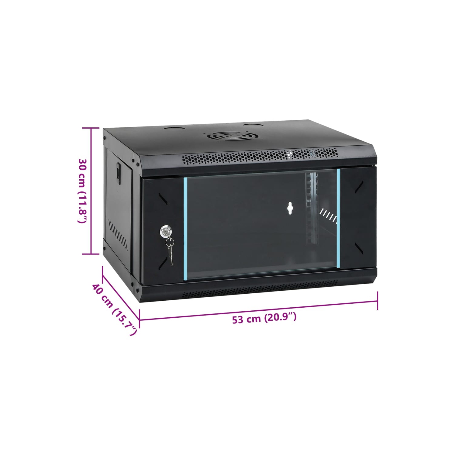 vidaXL 6U Wall Mounted Network Cabinet 19" IP20 53x40x30 cm