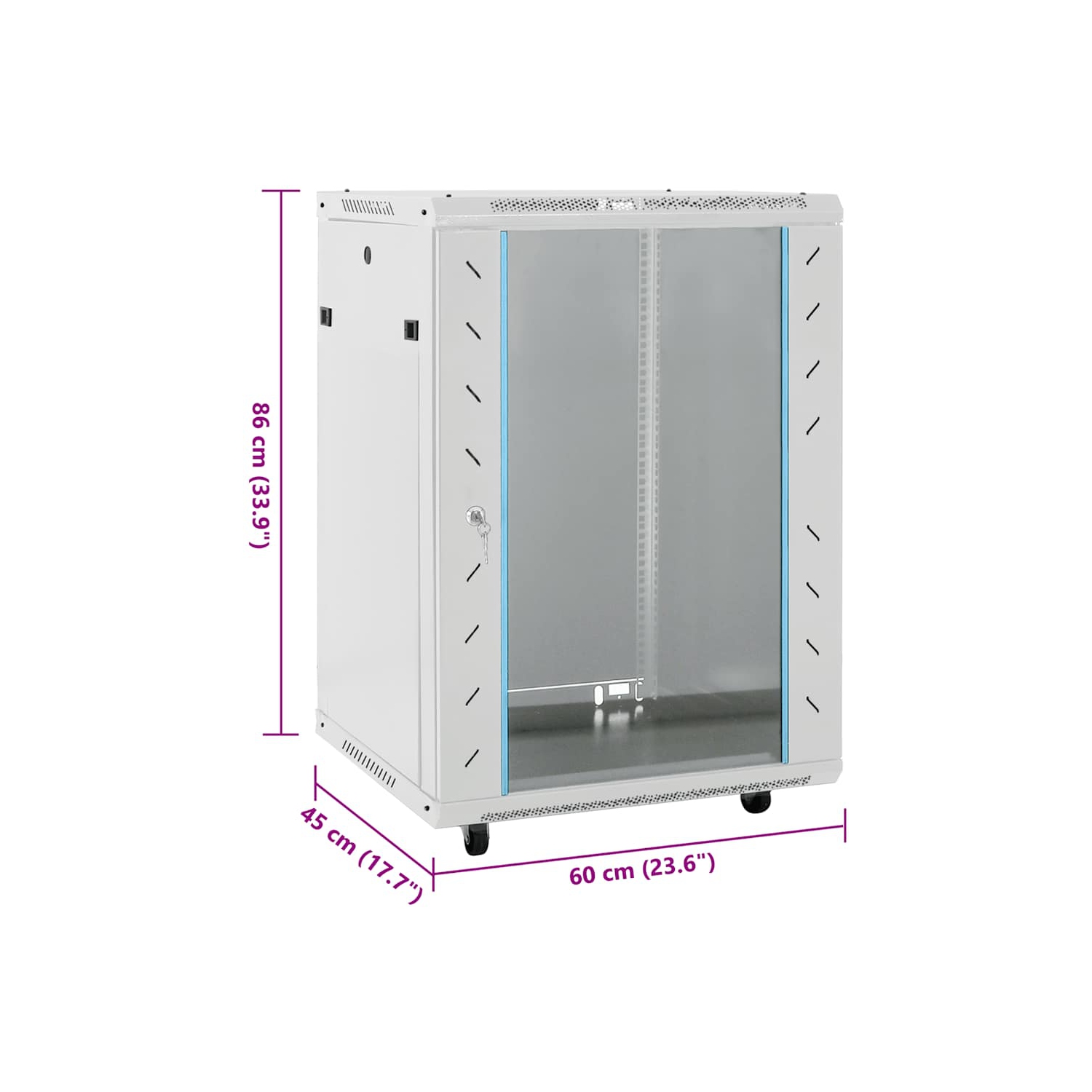 Armoire réseau vidaXL 15U avec pieds pivotants IP20 60 x 45 x 86 cm de 19 po