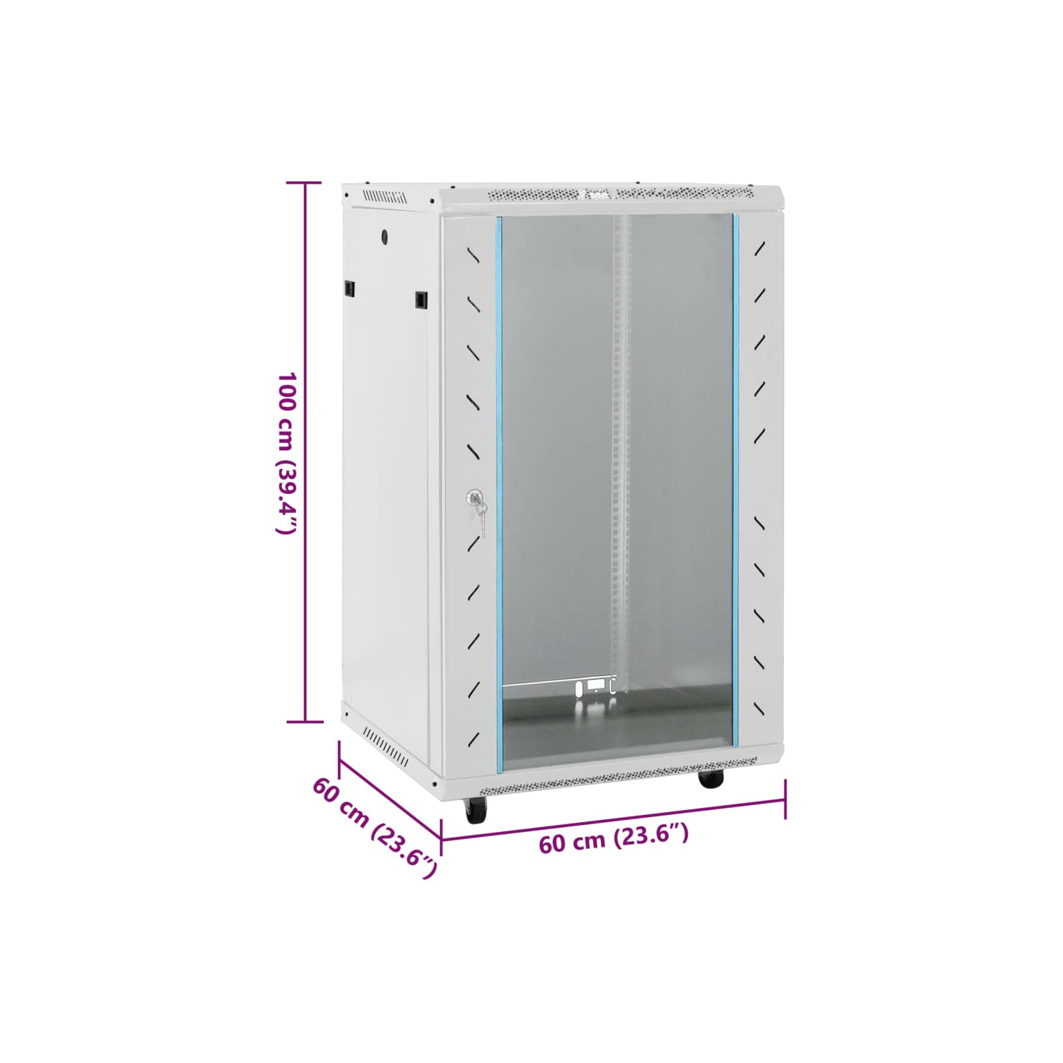 Armoire réseau 18U de vidaXL avec pieds pivotants 19 po IP20 60x60 100&nbsp;cm