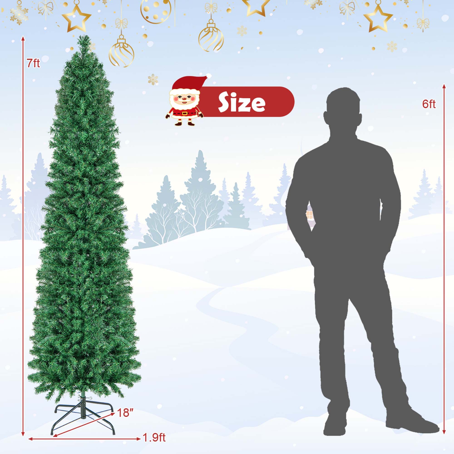 Costway 7 FT Pre-Lit Artificial Xmas Tree with Colorful Fiber Optics & 697 PVC Branch Tips