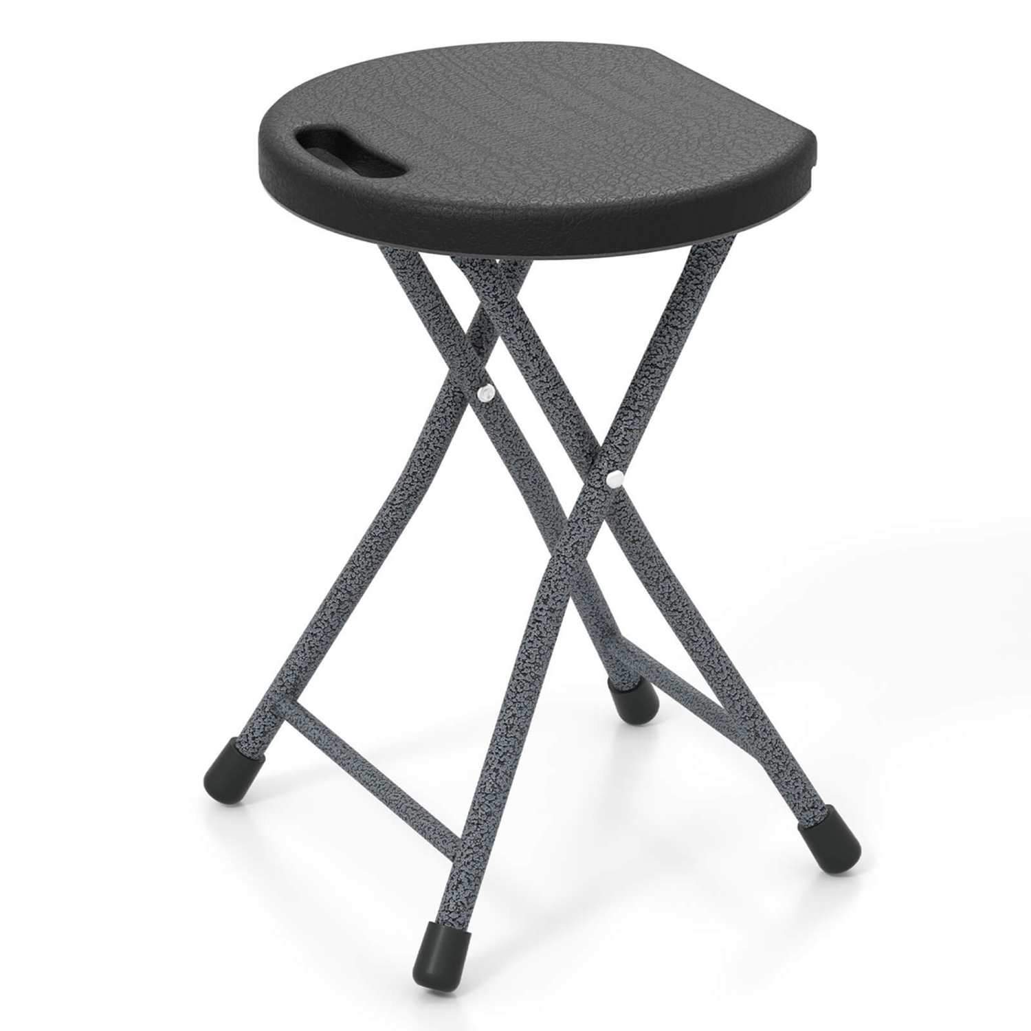 Costway 1 PCS 18"H Folding Stool Portable & Foldable Camping Chair with Built-in Handle Black