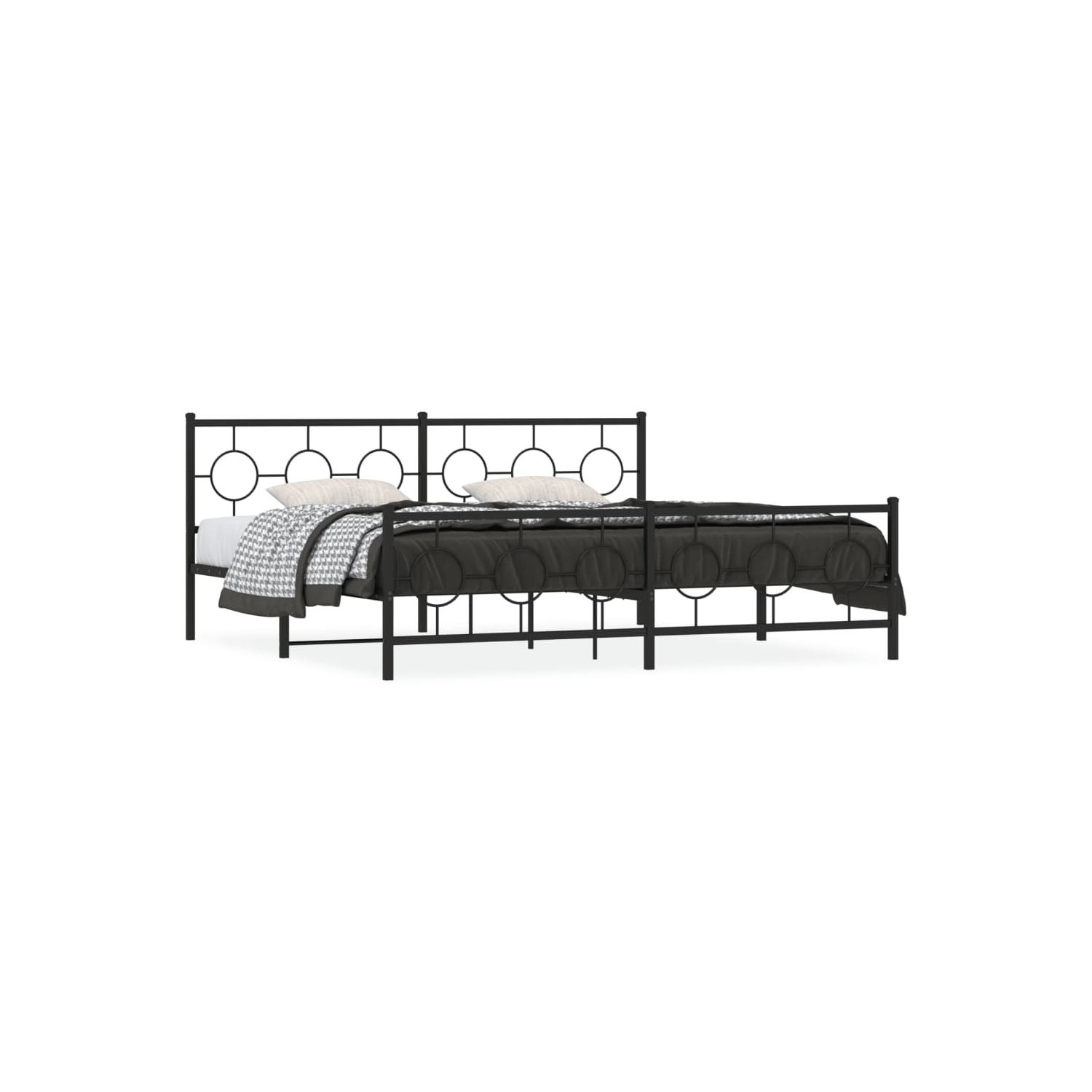 vidaXL Metal Bed Frame without Mattress with Footboard Black 193x203cm