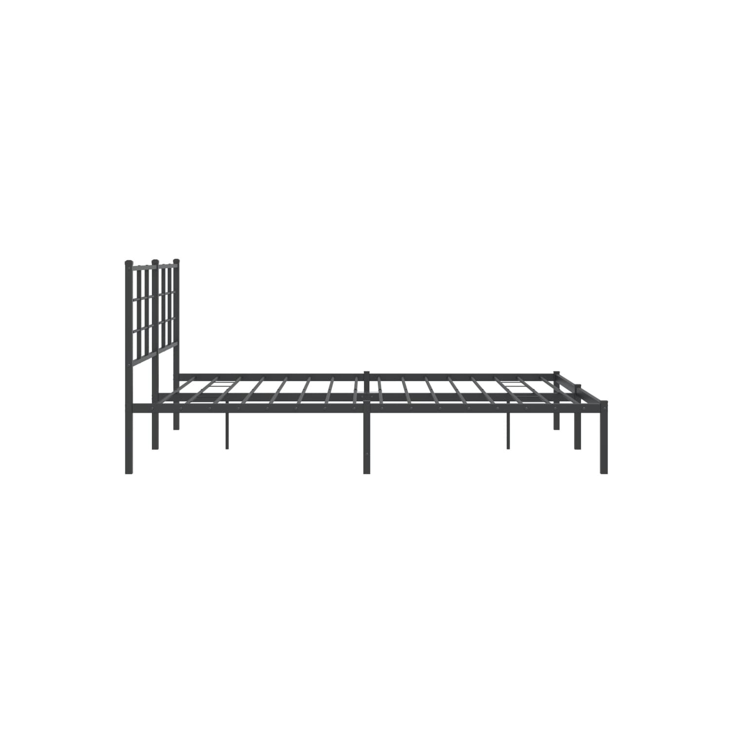 vidaXL Metal Bed Frame without Mattress with Headboard Black 150x200cm