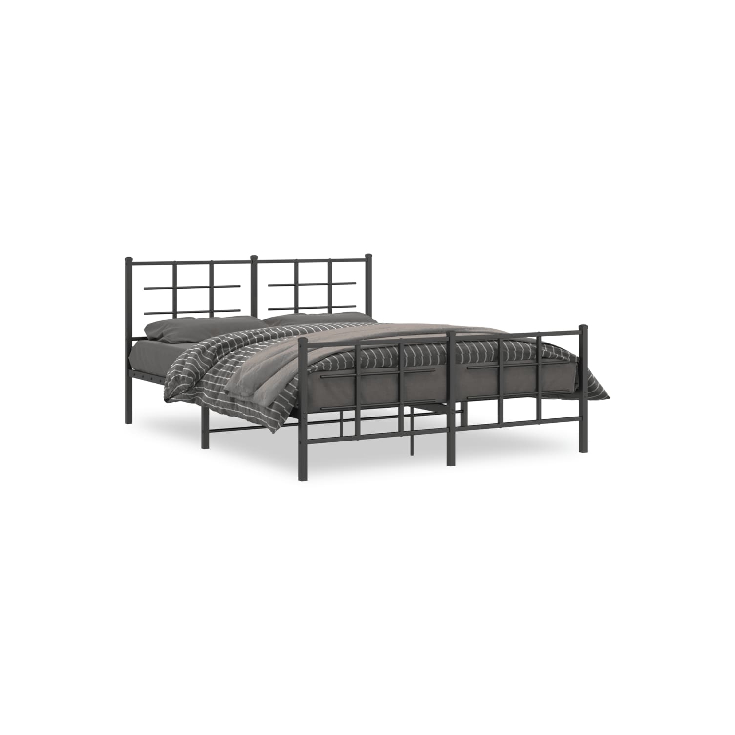 vidaXL Metal Bed Frame without Mattress with Footboard Black 150x200cm