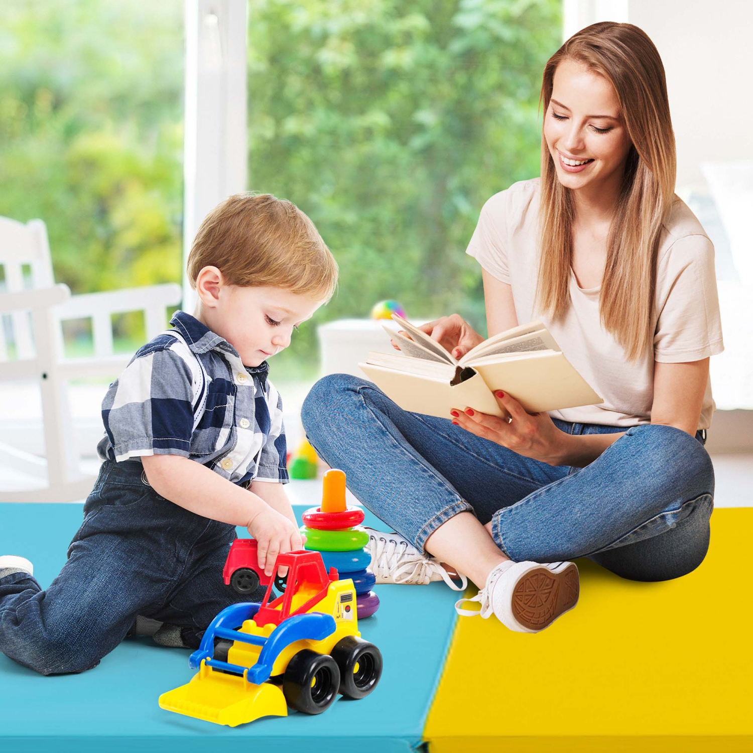 Costway 5-Panel Folding Gymnastics Thick Mat 6.6' x 2.5' Tumbling Mat for Kids