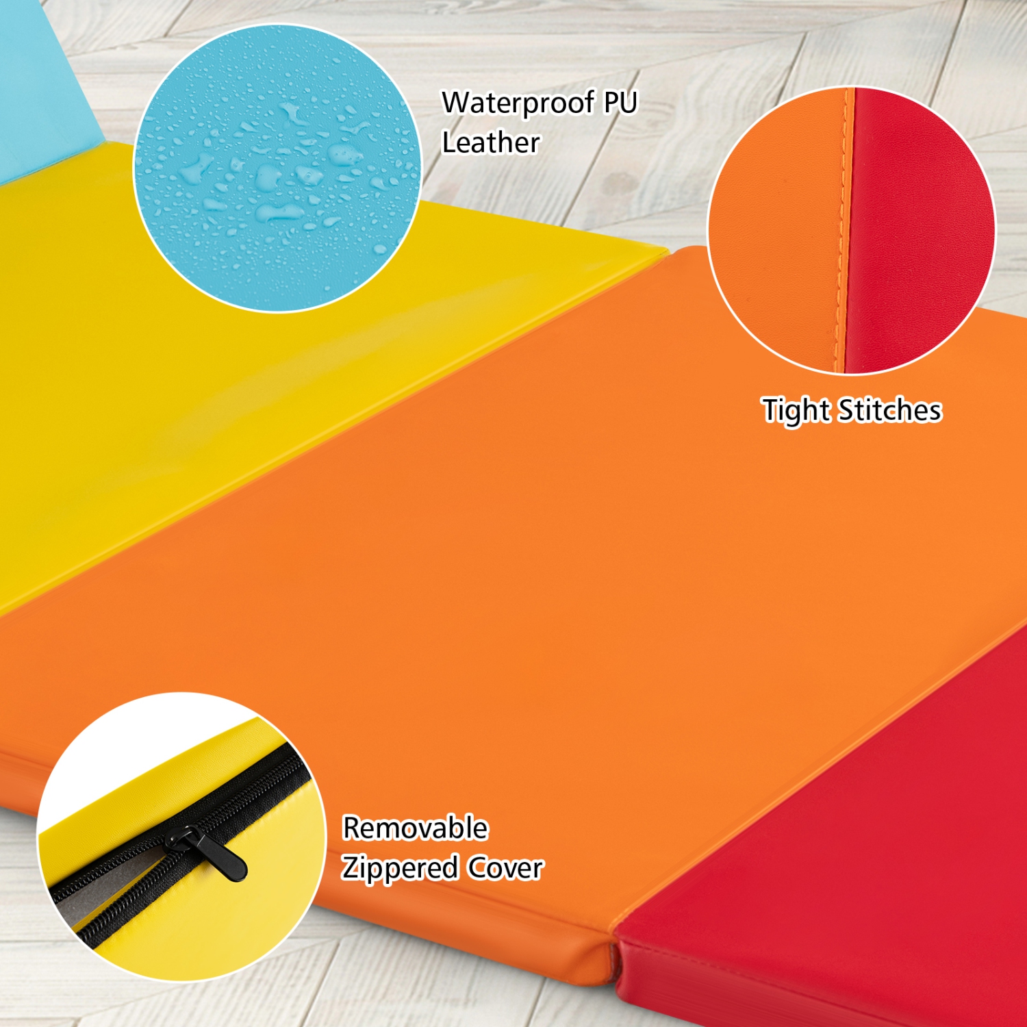 Costway 5-Panel Folding Gymnastics Thick Mat 6.6' x 2.5' Tumbling Mat for Kids