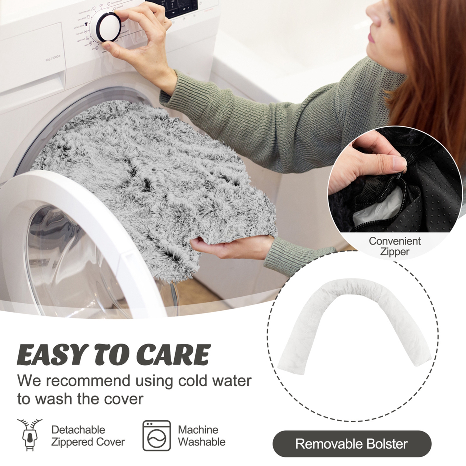 Lit moelleux pour chiens de détente avec tapis antidérapant en peluche de Costway pour petits chiens et chats gris