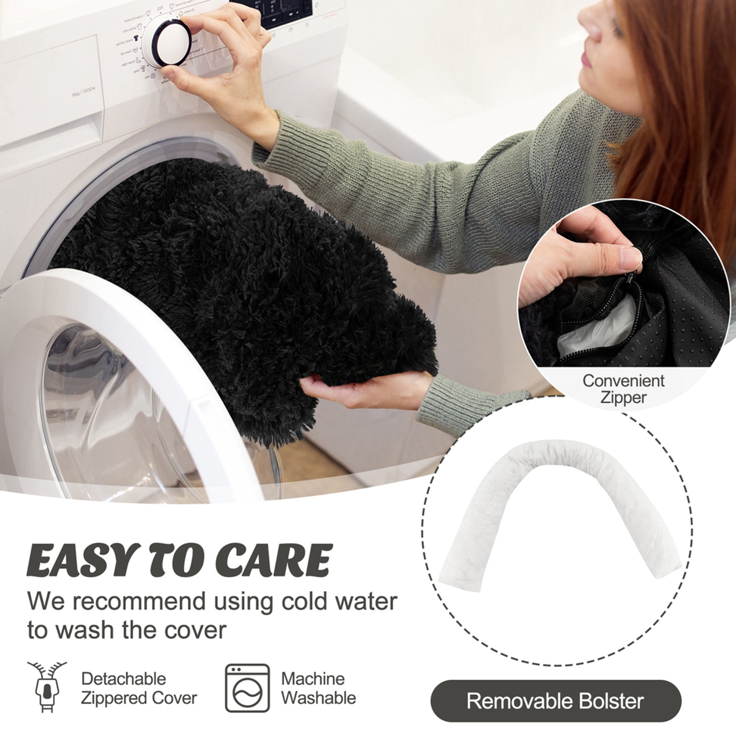 Lit moelleux pour chiens de détente avec tapis antidérapant en peluche pour petits chiens et chats noirs de Costway