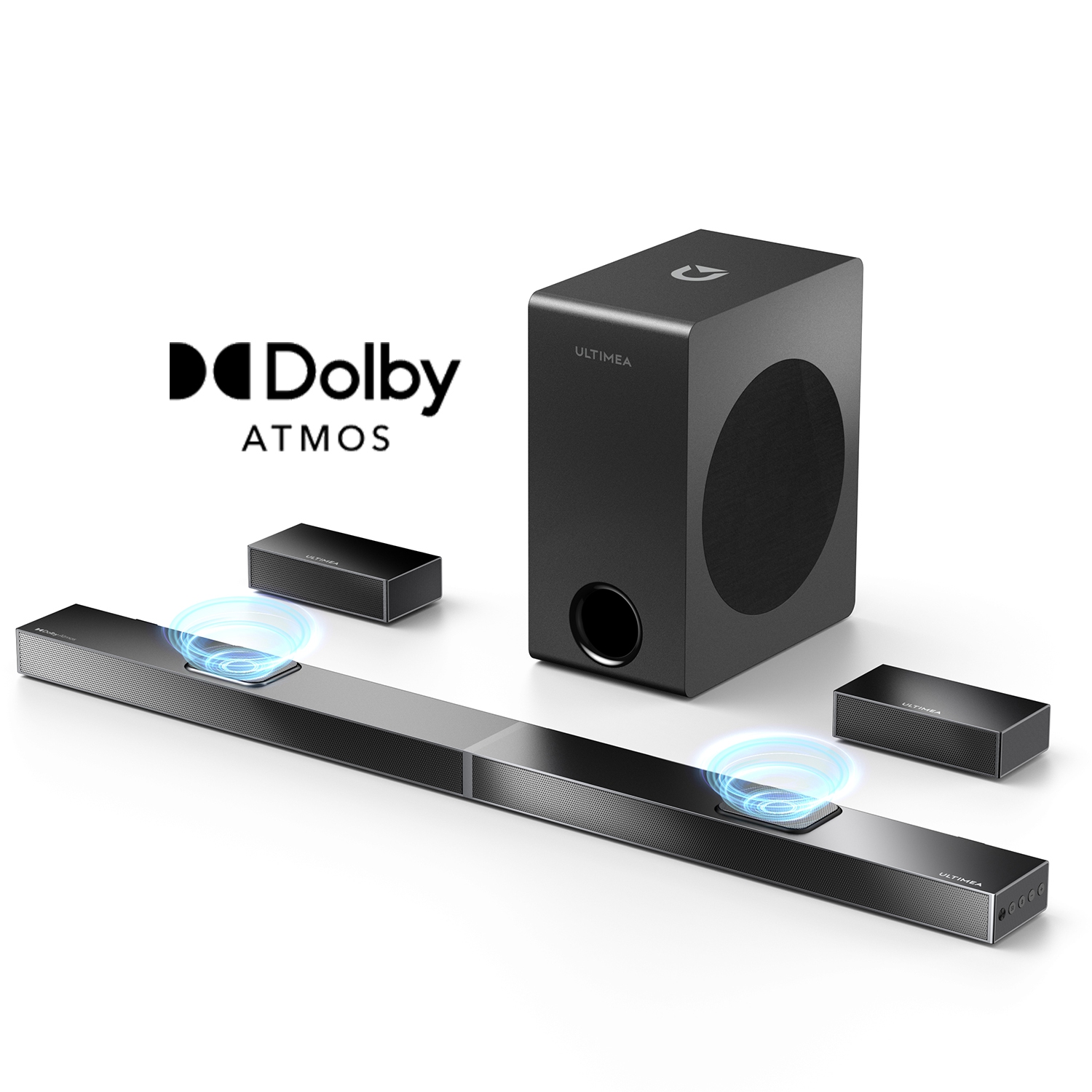 ULTIMEA Nova S80 5.1.2CH Sound Bar for TV with Dolby Atmos, 8" Wireless Subwoofer, 4K HDR Pass-through, HDMI IN/eARC, 520W Peak Power Surround Sound System
