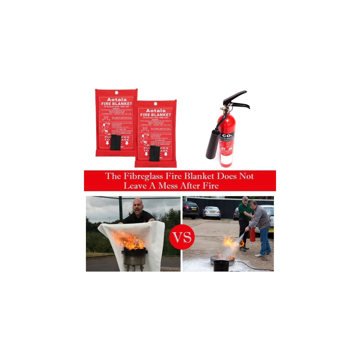 Emergency Fire Blankets for Home & Kitchen | Fireproof Blanket for Camping, BBQ, Fireplace, Office | 2-Pack