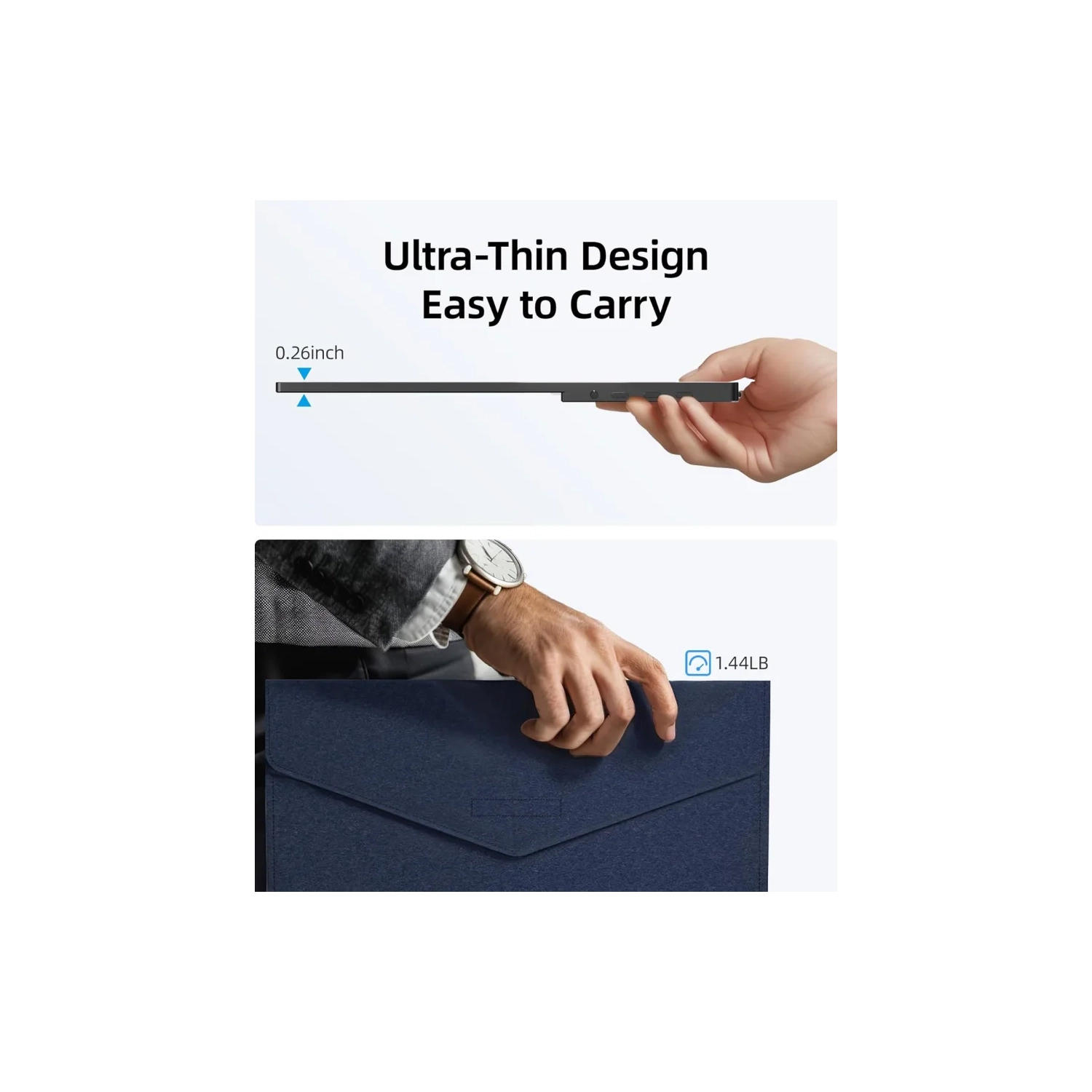 Portable Monitor 15.6" FHD 1080P IPS | USB-C, HDMI, Adjustable Stand | Laptop, Mac, PC, Phone, PS5/PS4, Switch