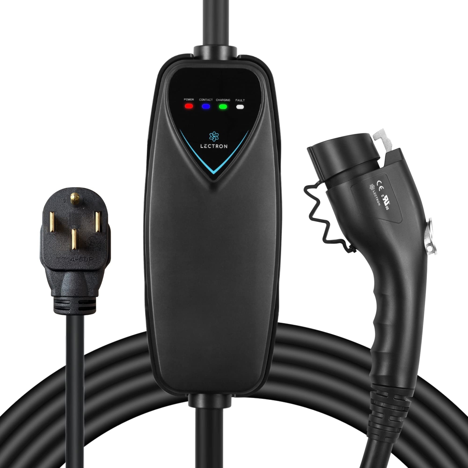 Lectron Level 2 EV Charger -ETL Certified, 240V, 40 Amp, NEMA 14-50 Plug, 16 ft Extension cord & J1772 Cable-Portable Electric Car Charger for J1772