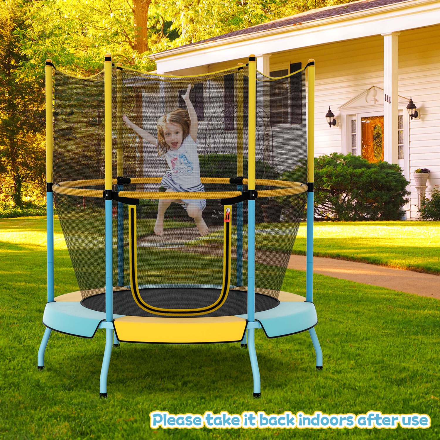 Costway 48" Toddler Trampoline for Kids with Safety Enclosure Net Heavy-duty Frame