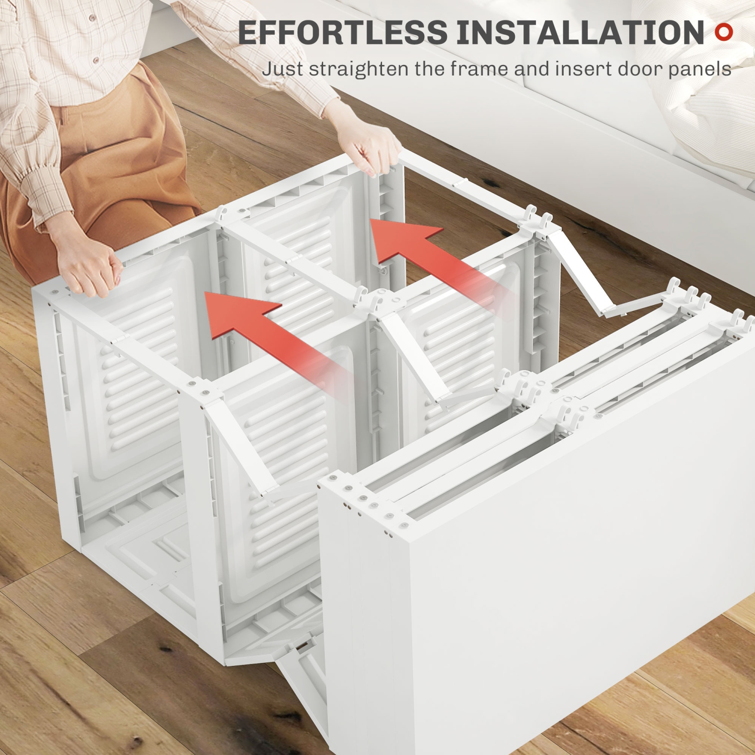 HOMCOM Portable Wardrobe Closet Cabinet Foldable Plastic Clothes Storage Organzier for Bedroom with 8 Cube Compartments Magnet Doors Easy Assembly