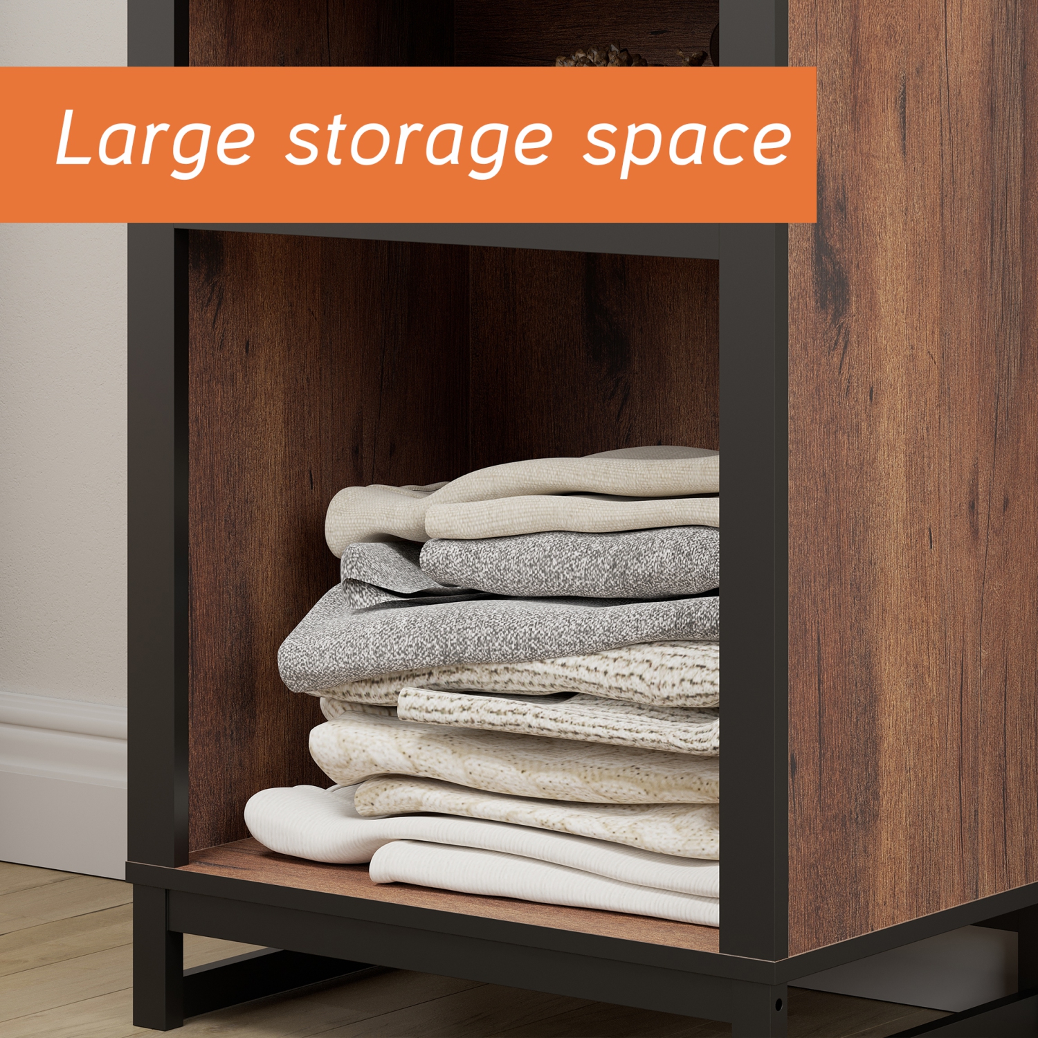 WAMPAT Storage Cabinet with 2 Storage, Modern Sideboard Buffet Cabinets with Metal Base, Coffee bar Accent Cabinet for Living Room, Bedroom, Hallway,