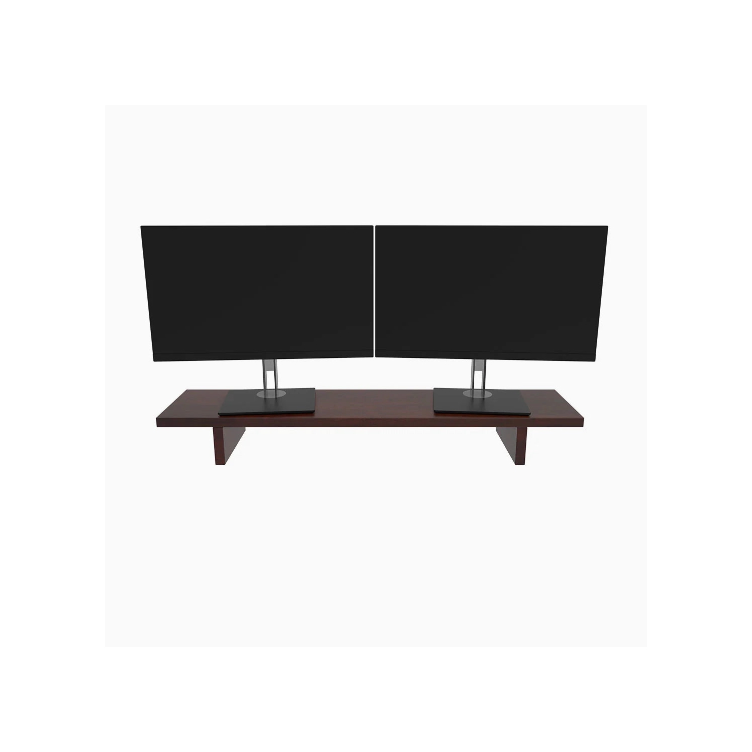 Desky Monitor Stand - Dark Walnut Rubberwood Computer Desk Riser, Dual Screen 1050x250mm/41.3" (L) x 9.8" (H)