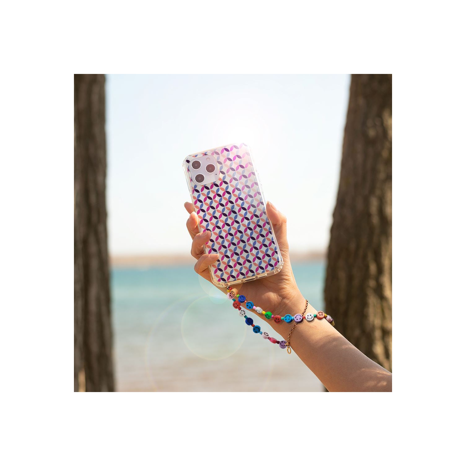 iPhone 15 Pro Max Clear Case - Pink Celestial Petal Design