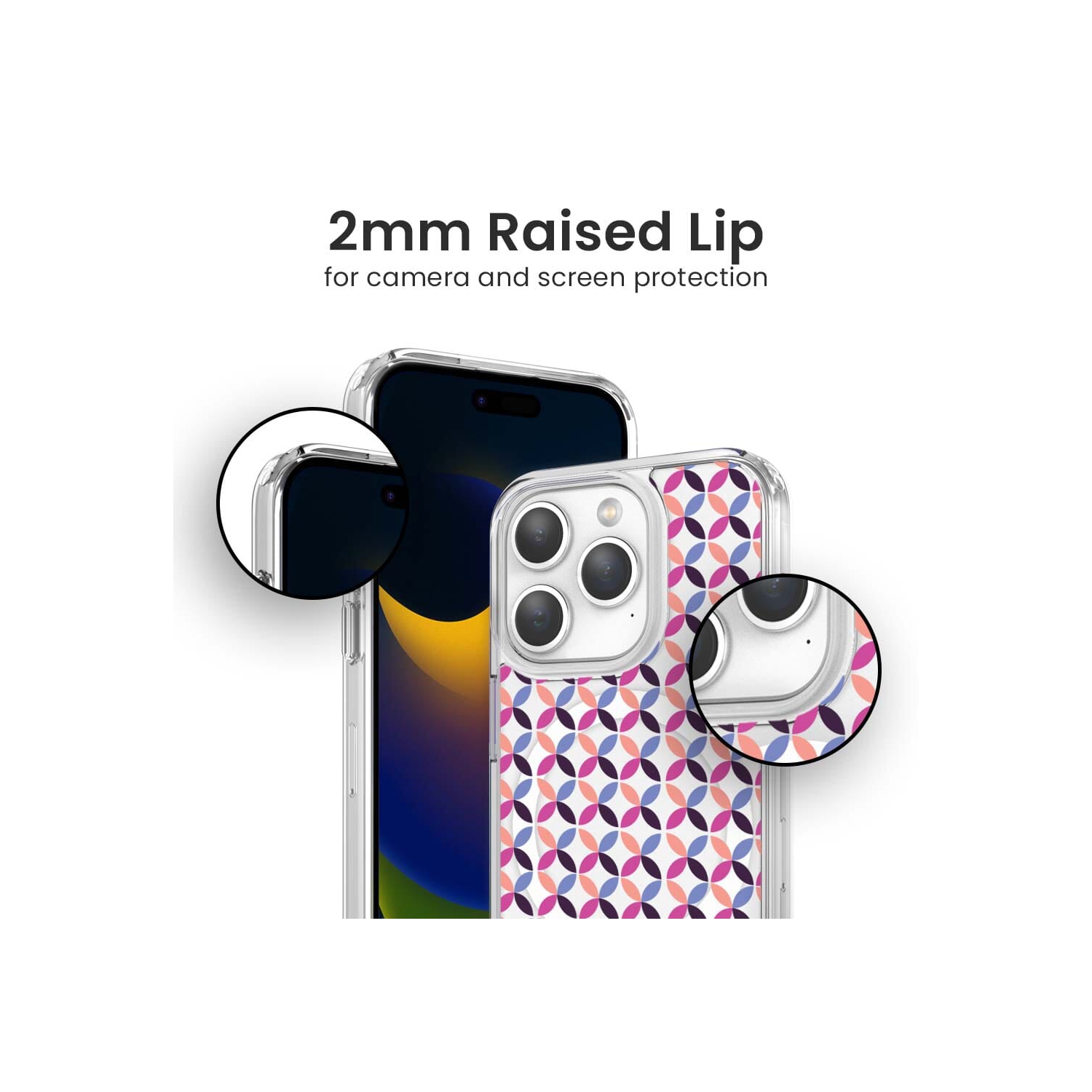 iPhone 15 Pro Max Clear Case - Pink Celestial Petal Design