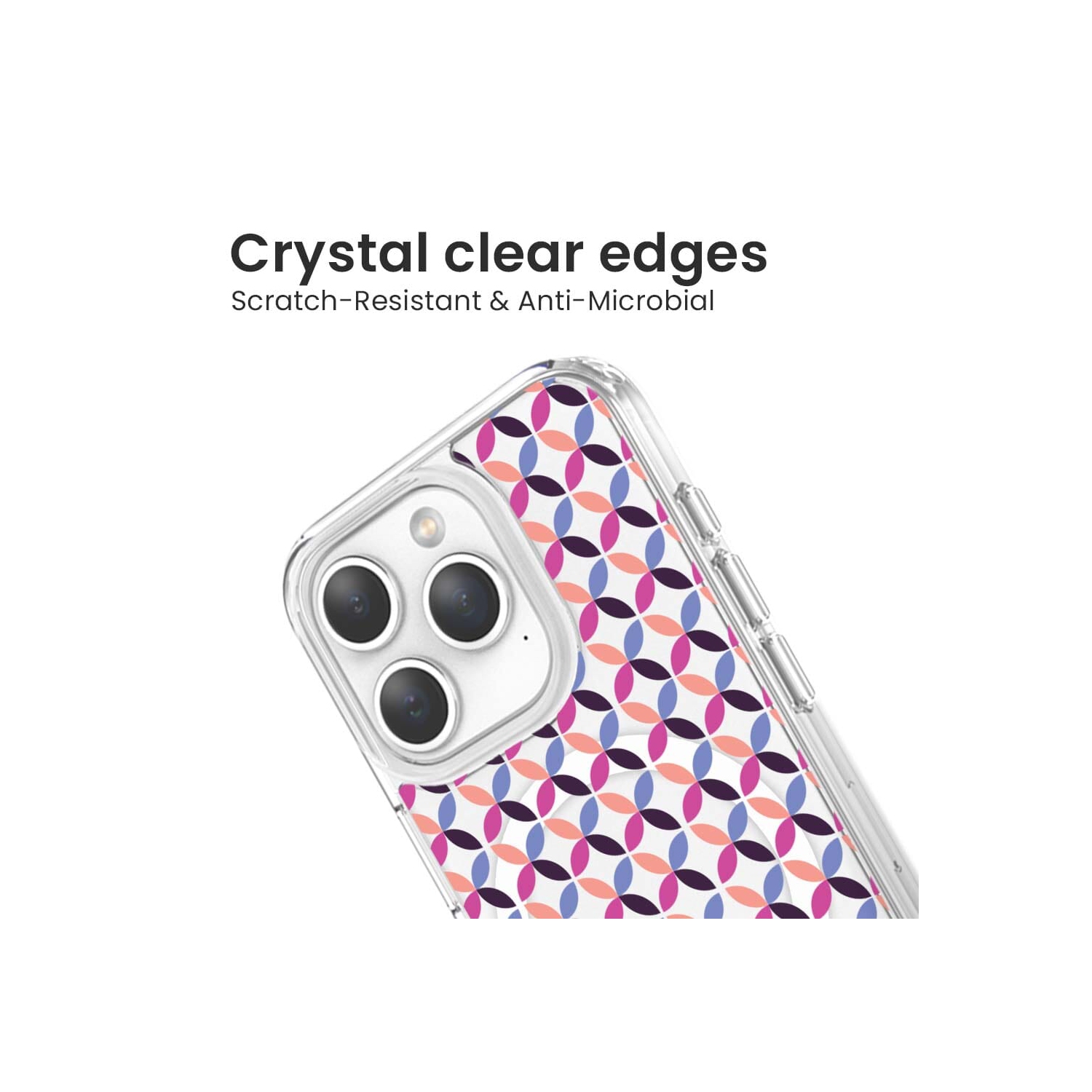 iPhone 15 Pro Max Clear Case - Pink Celestial Petal Design