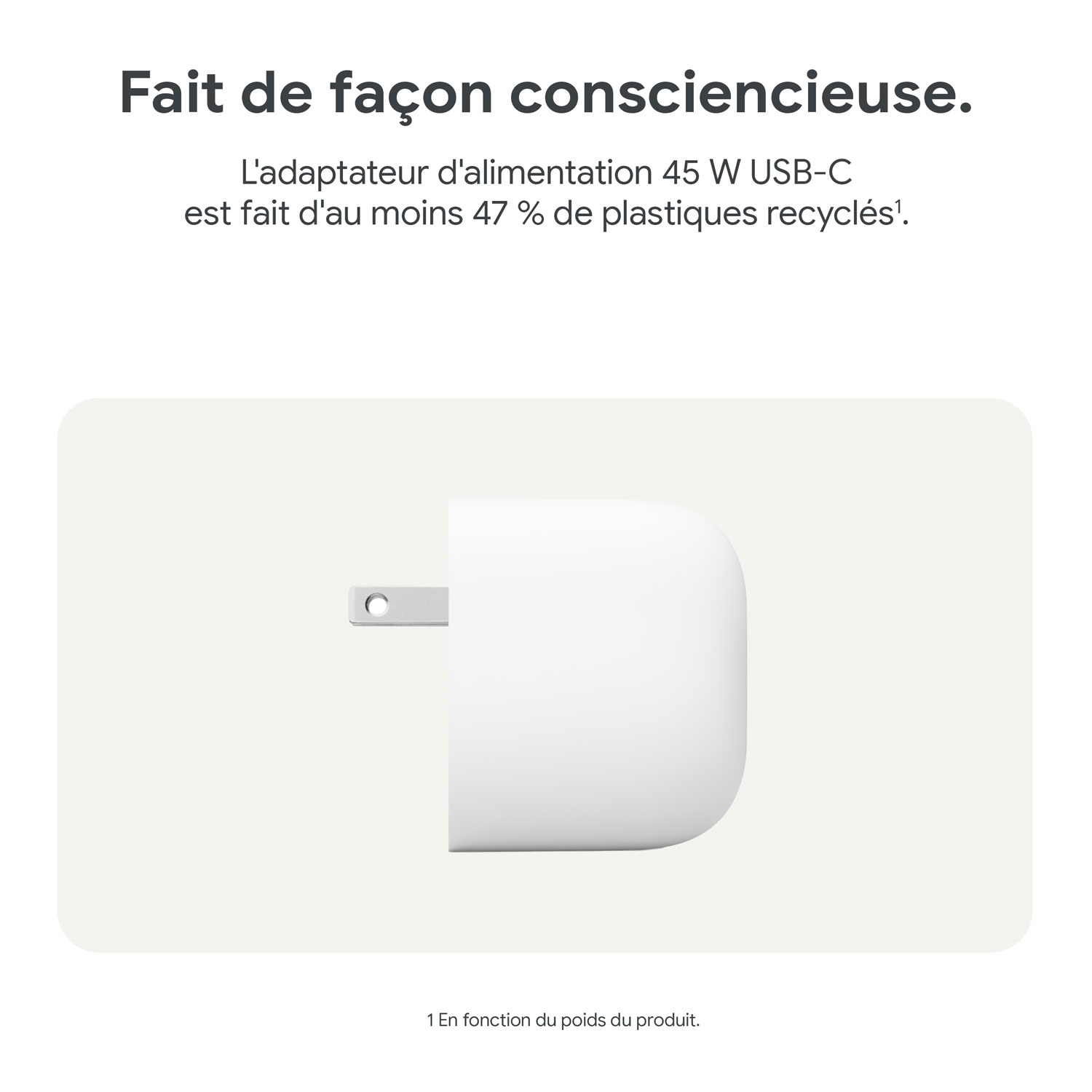 Chargeur mural USB-C à recharge rapide 45 W de Google