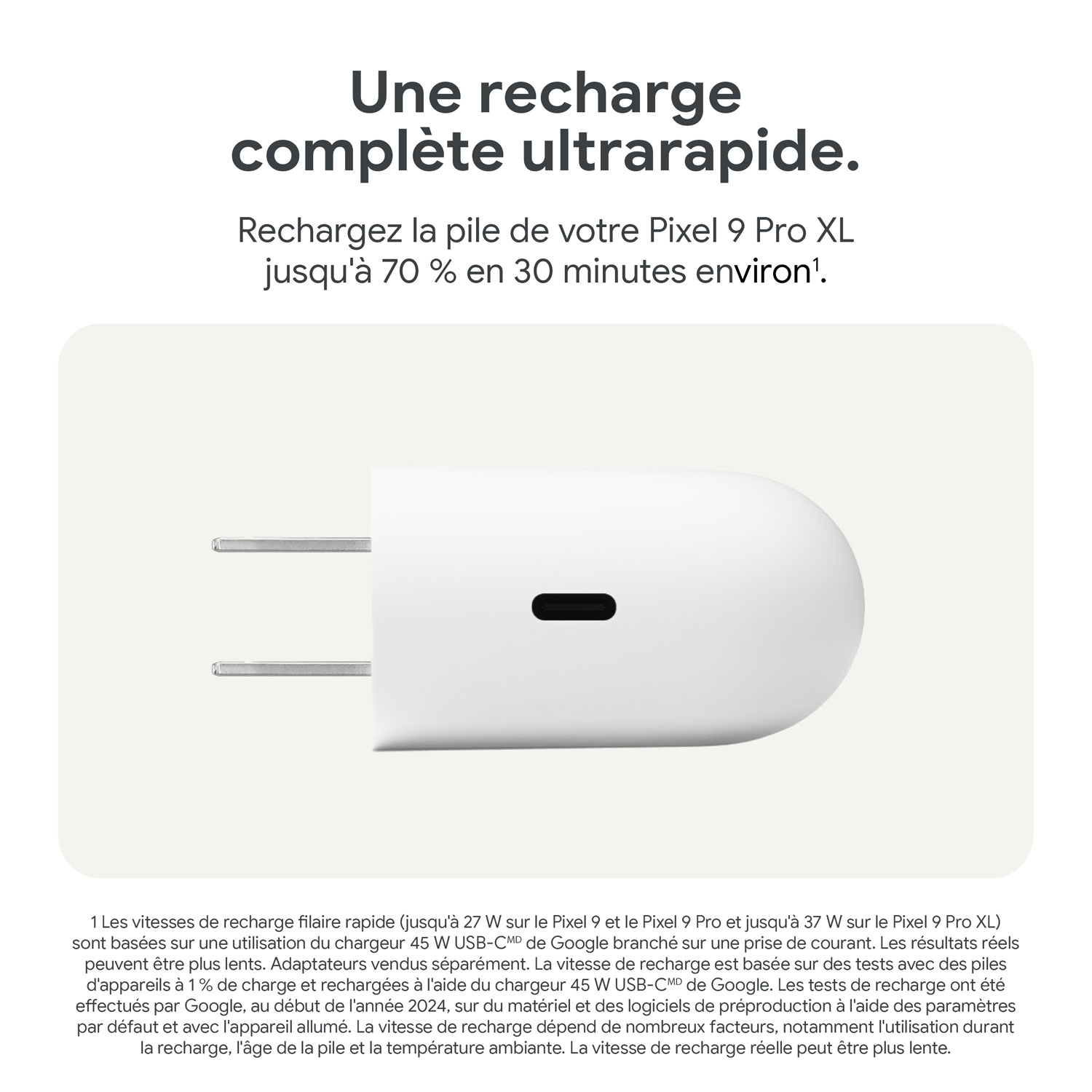 Chargeur mural USB-C à recharge rapide 45 W de Google