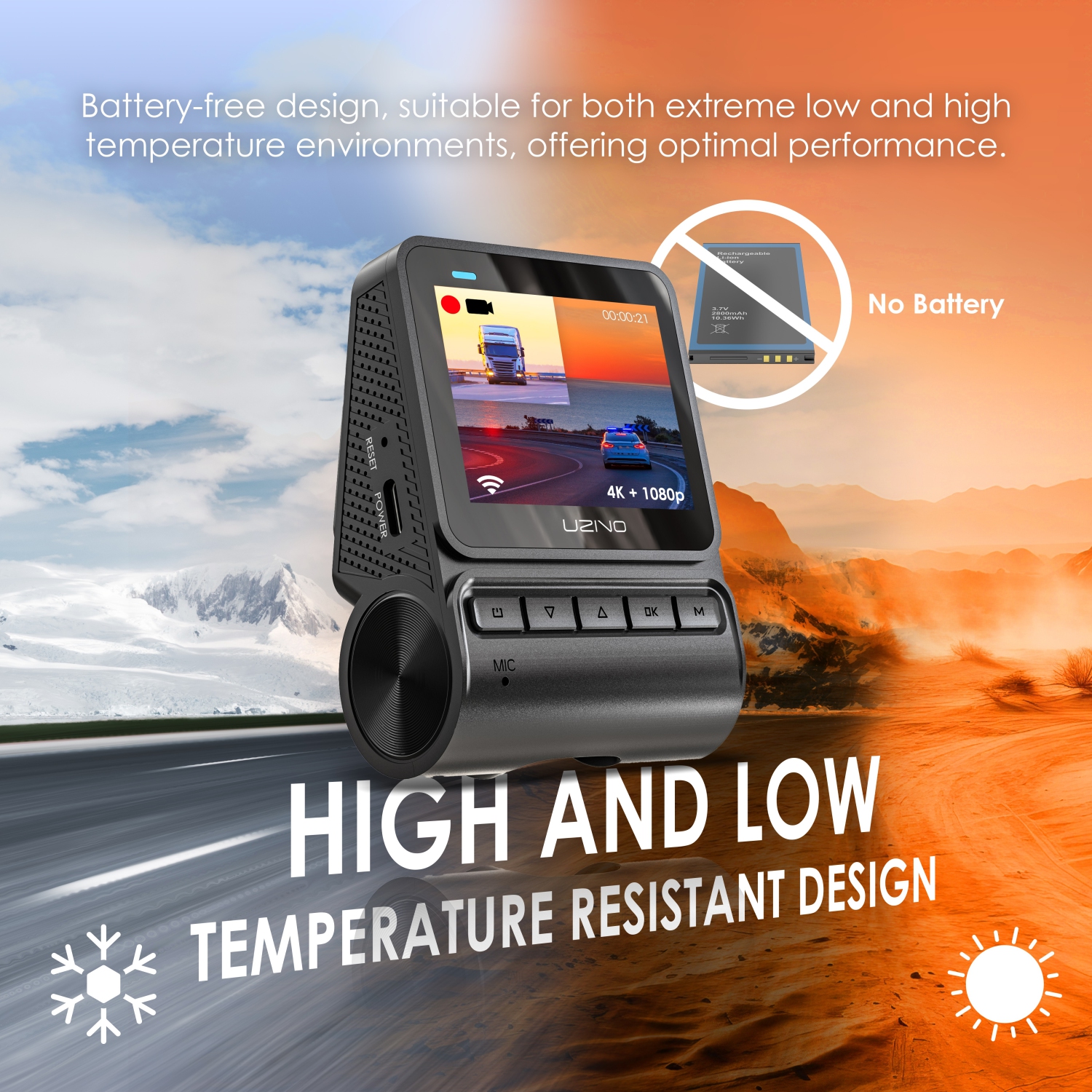 Rexing RH2 Triple Channel Dash Cam 2.5K Front and Dual 1080p Rear Cameras with Wi-Fi, and Optional GPS