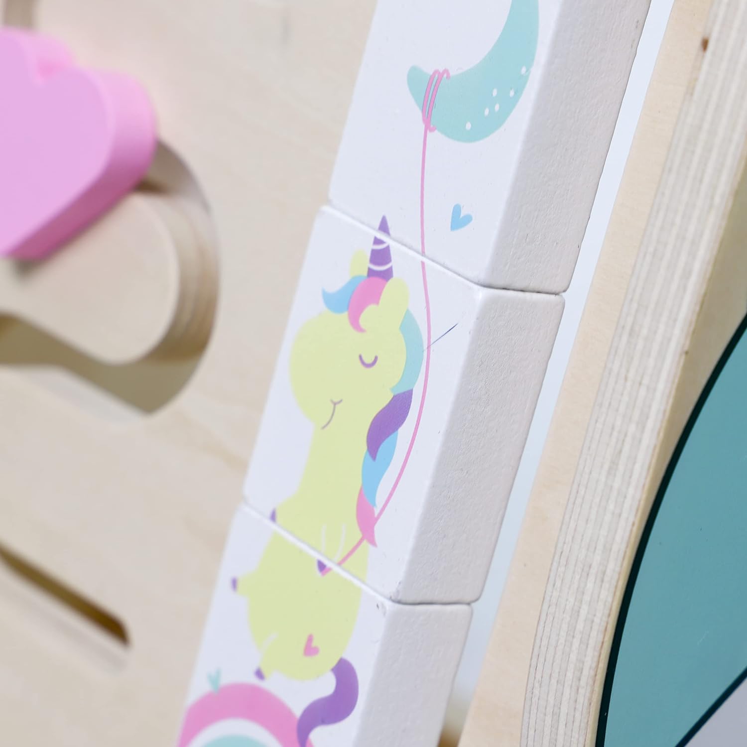 Hopscotch Squad Sit-to-Stand Learning Walker Unicorn Themed Interactive Wooden Push & Pull Baby Walker with Multiple Activities to Develop Motor