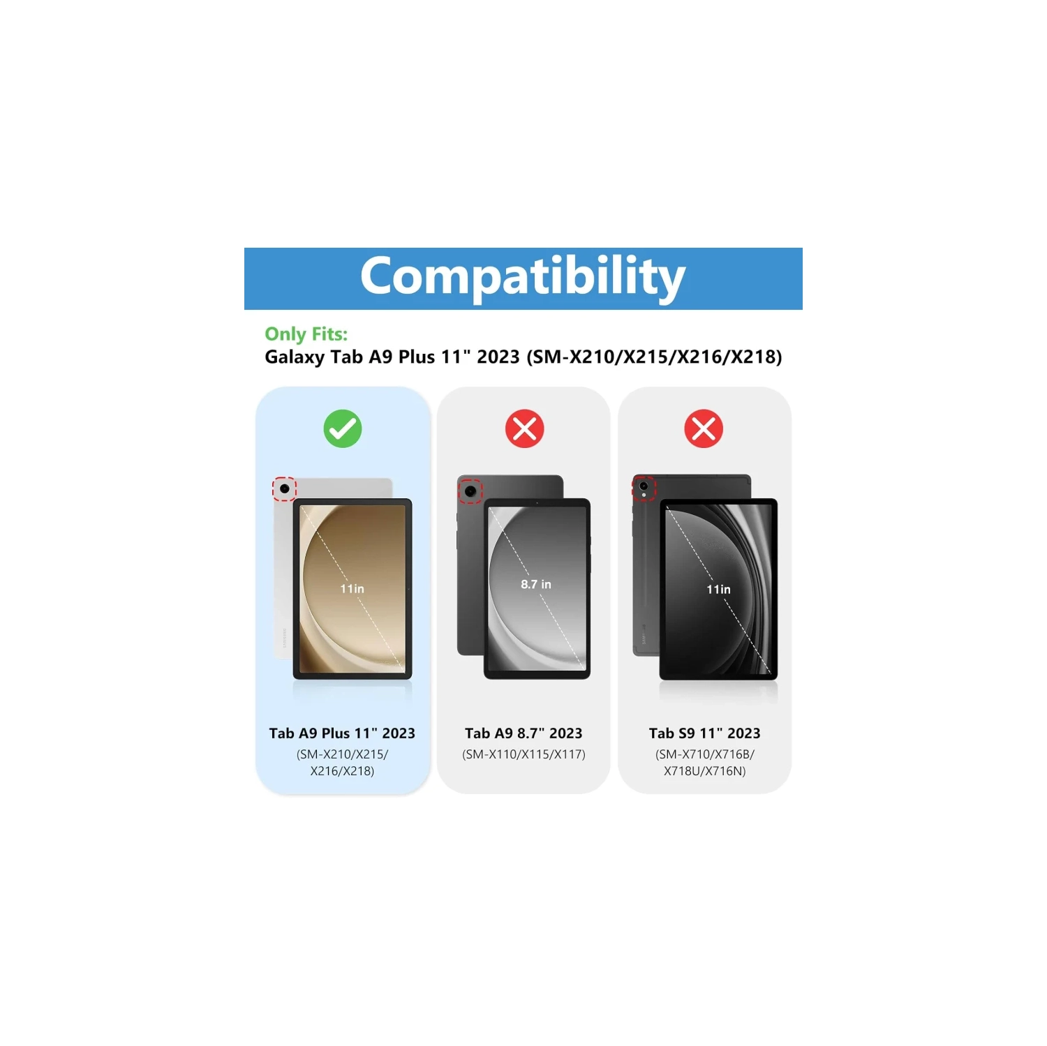 Paquet de 1 protecteurs d'écran en verre trempé pour Galaxy Tab A9 plus de 11 po de 2023 - protecteur d'écran pour tablette Galaxy Tab A9+ de 11 po