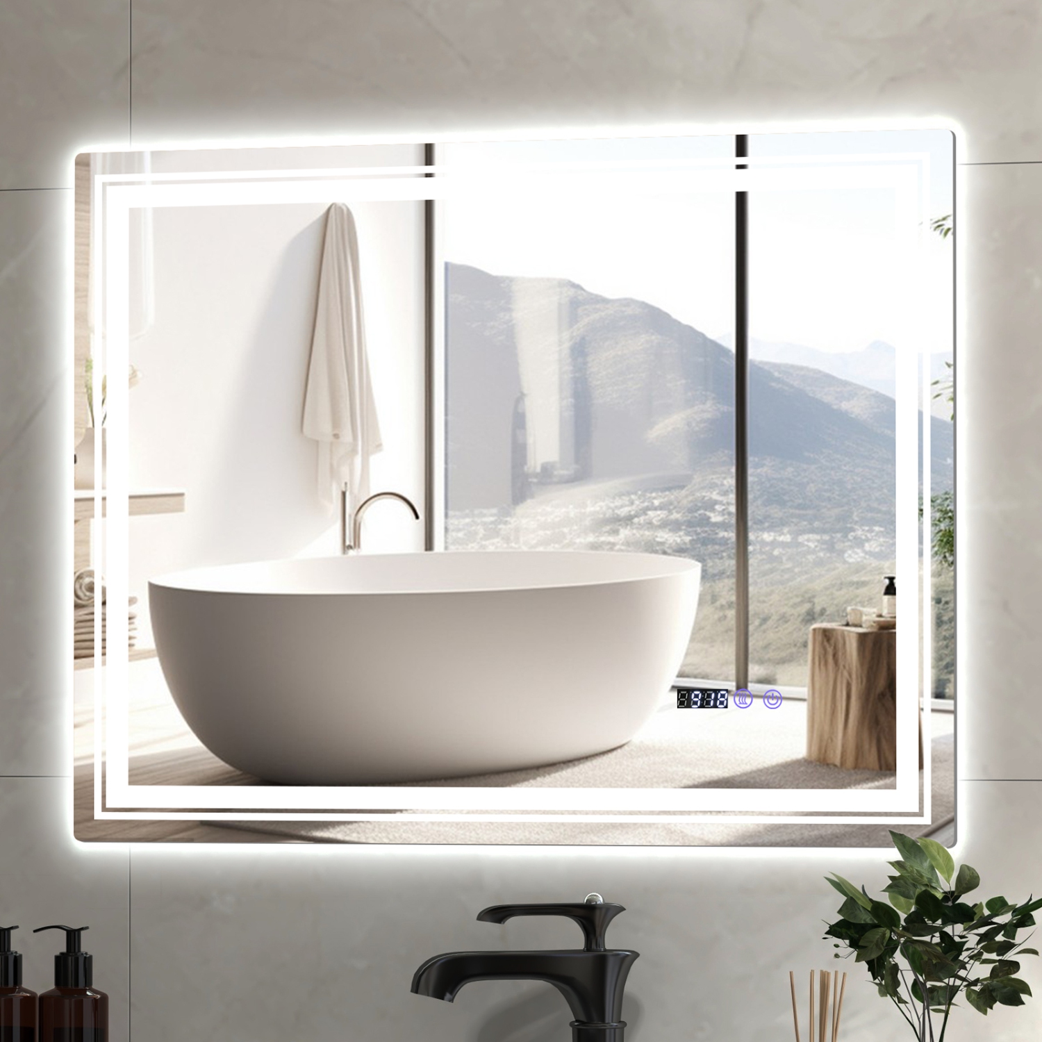 Costway 36" x 28" Defogging LED Bathroom Mirror Shatter-Proof Vanity Mirror 3 Colors