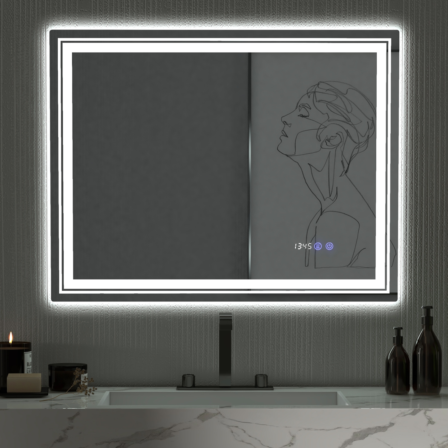 Costway 36" x 28" Defogging LED Bathroom Mirror Shatter-Proof Vanity Mirror 3 Colors