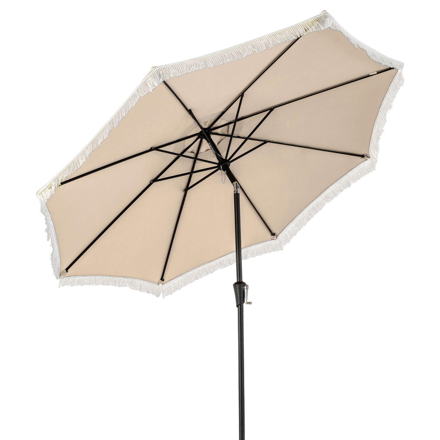 Gymax 9 FT Patio Umbrella 2-Tier Market Table Umbrella w/ Crank Handle Push Button Tilt