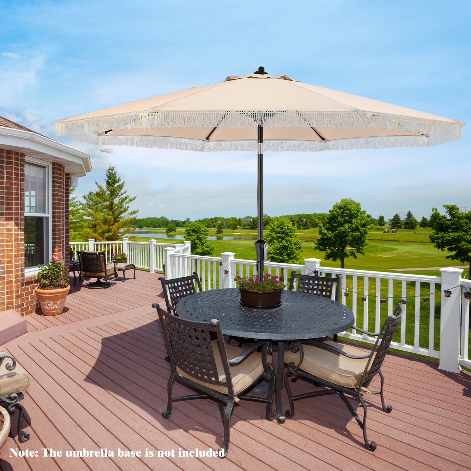 Gymax 9 FT Patio Umbrella 2-Tier Market Table Umbrella w/ Crank Handle Push Button Tilt