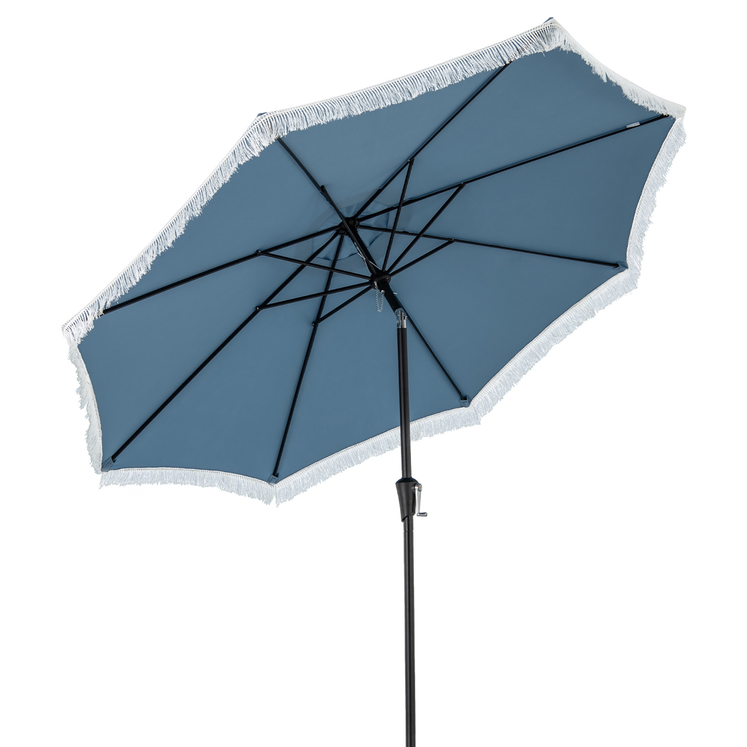 Gymax 9 FT Patio Umbrella 2-Tier Market Table Umbrella w/ Crank Handle Push Button Tilt