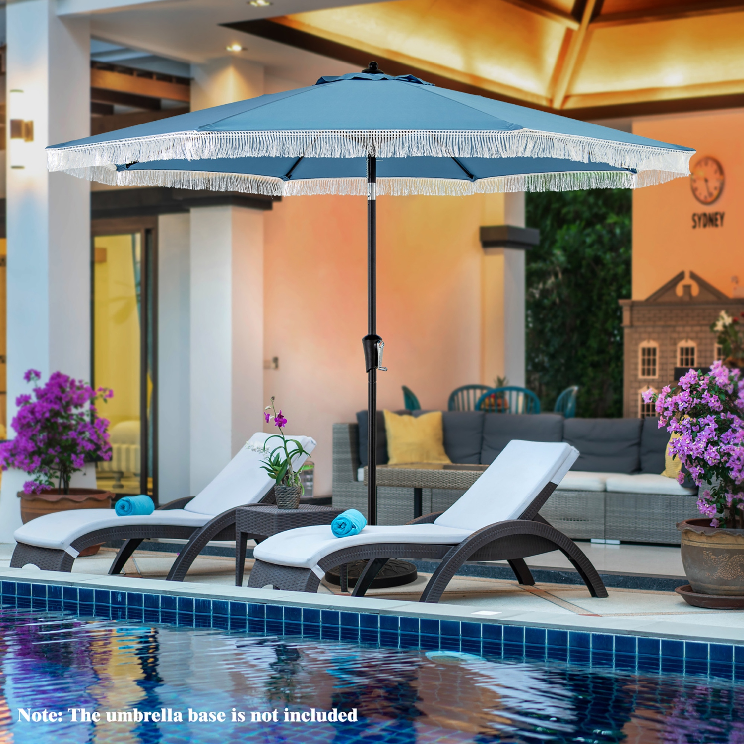 Gymax 9 FT Patio Umbrella 2-Tier Market Table Umbrella w/ Crank Handle Push Button Tilt