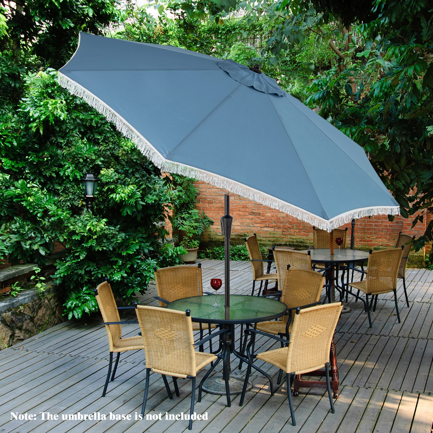 Gymax 9 FT Patio Umbrella 2-Tier Market Table Umbrella w/ Crank Handle Push Button Tilt