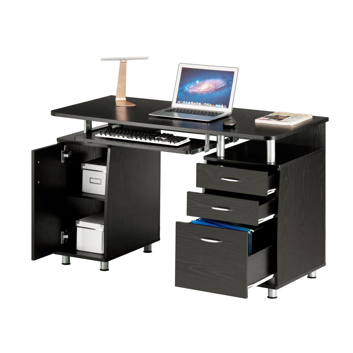 Techni Mobili Complete Workstation Computer Desk with Storage- Espresso