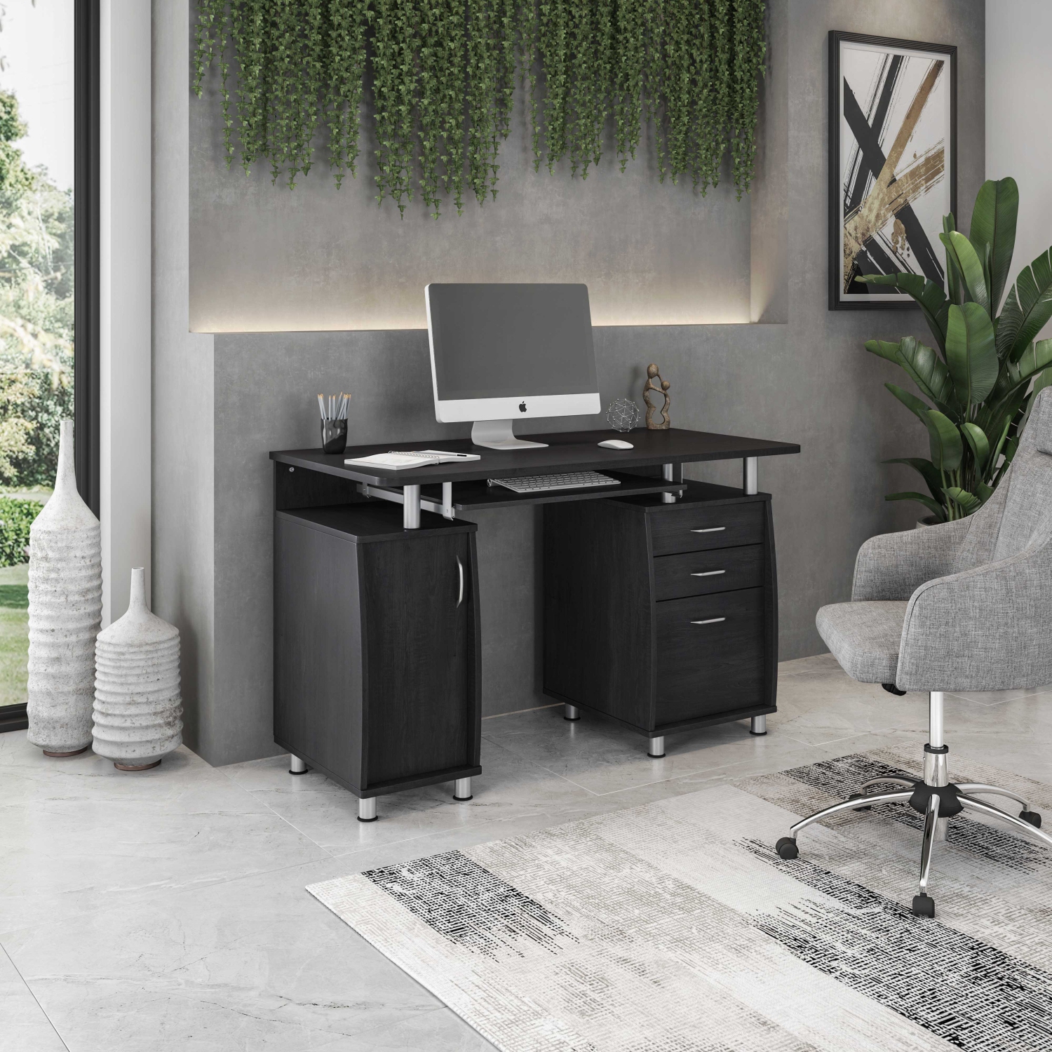 Techni Mobili Complete Workstation Computer Desk with Storage- Espresso