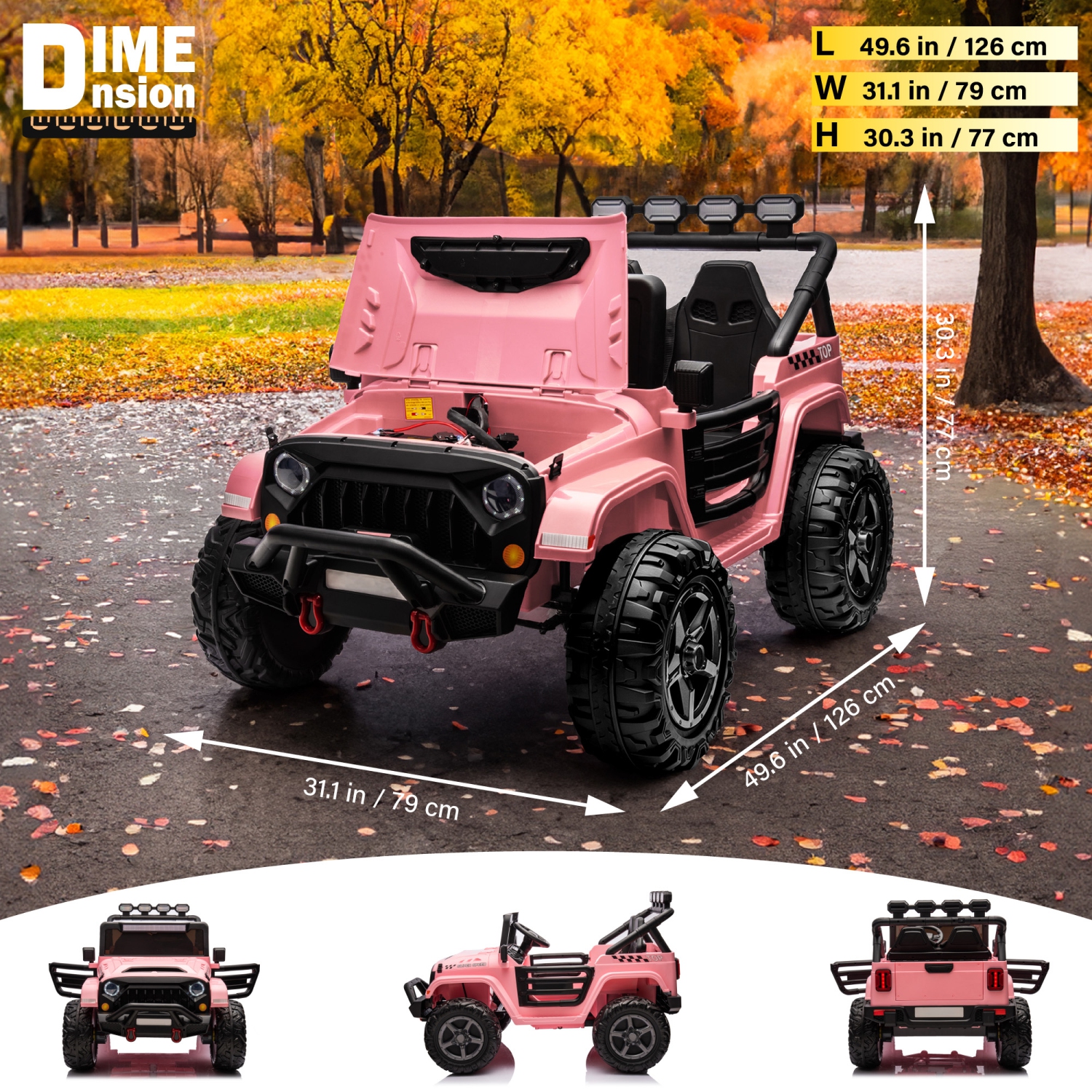 VOLTZ TOYS HVAOC Truck 24V 2 Seater Ride-On Car Toy for Kids with Open Doors, LED Lights, 2.4G Remote Control and MP3 Player with Music, Battery